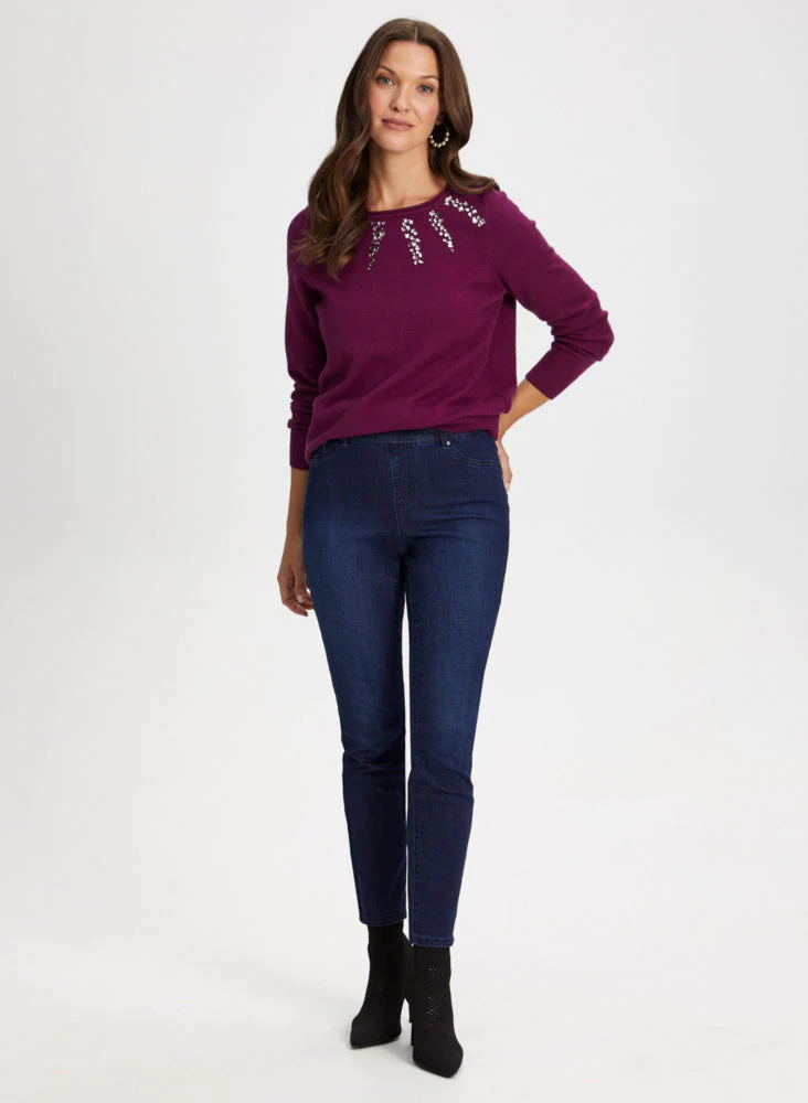 Rhinestone Detail Sweater & Jeans