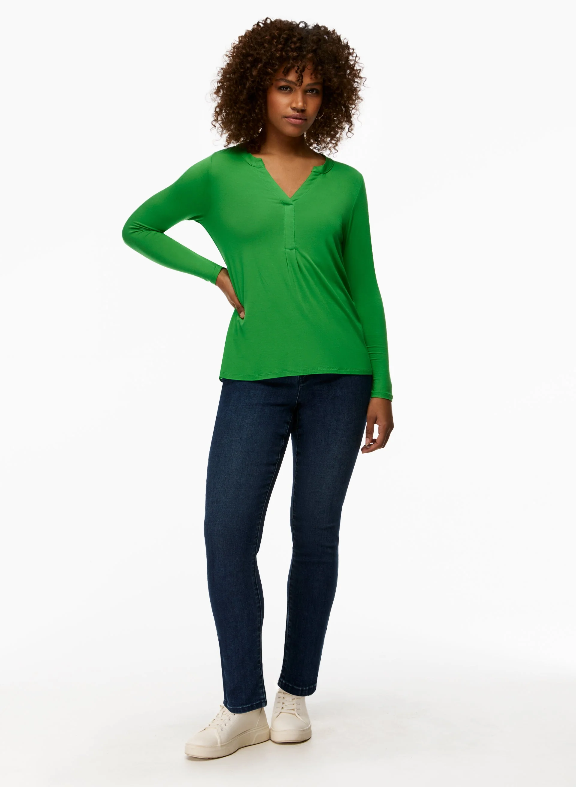 3/4 Sleeve Button Detail Top - Image 3