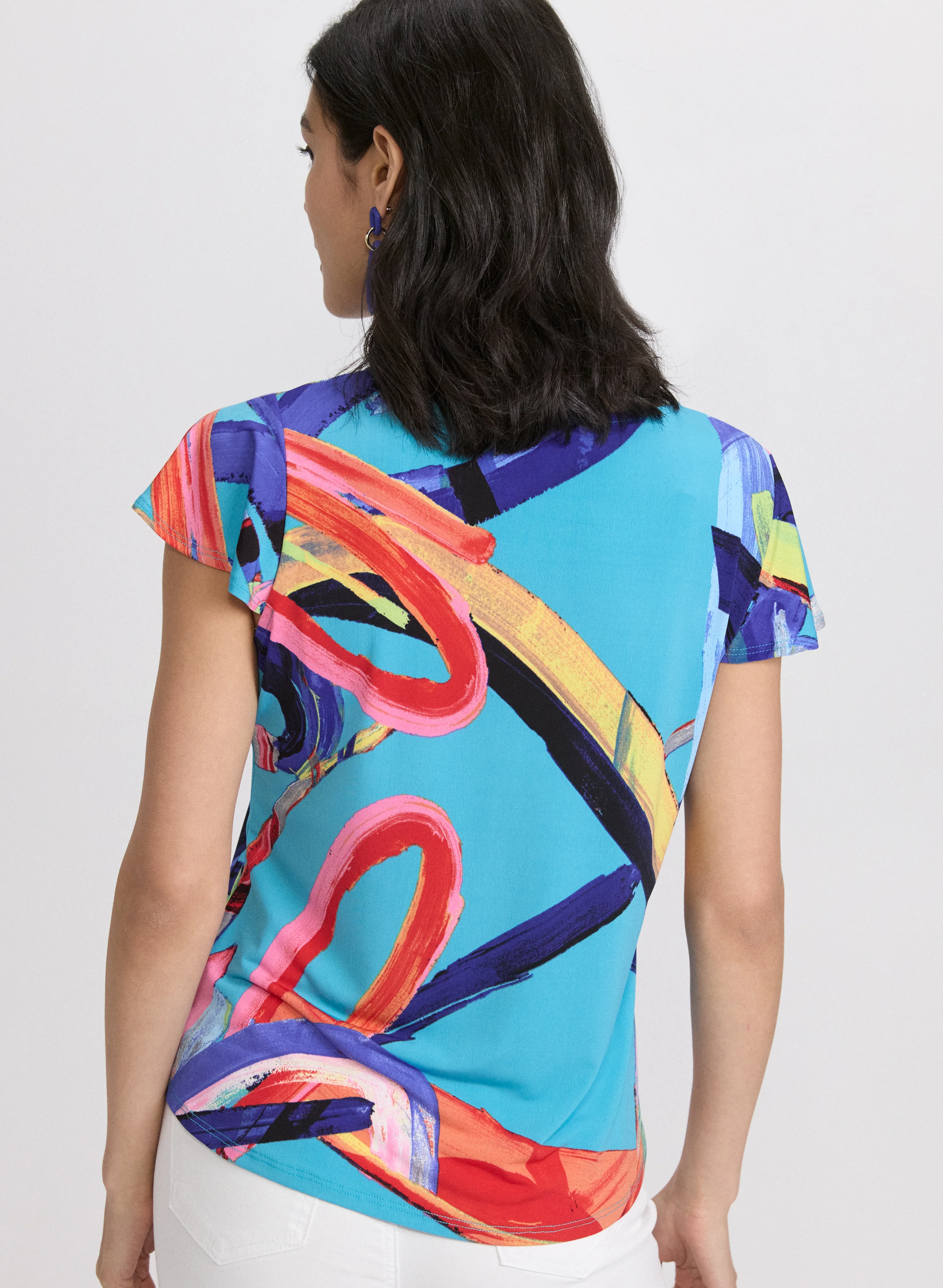 Abstract Flutter Sleeve Top - Image 3