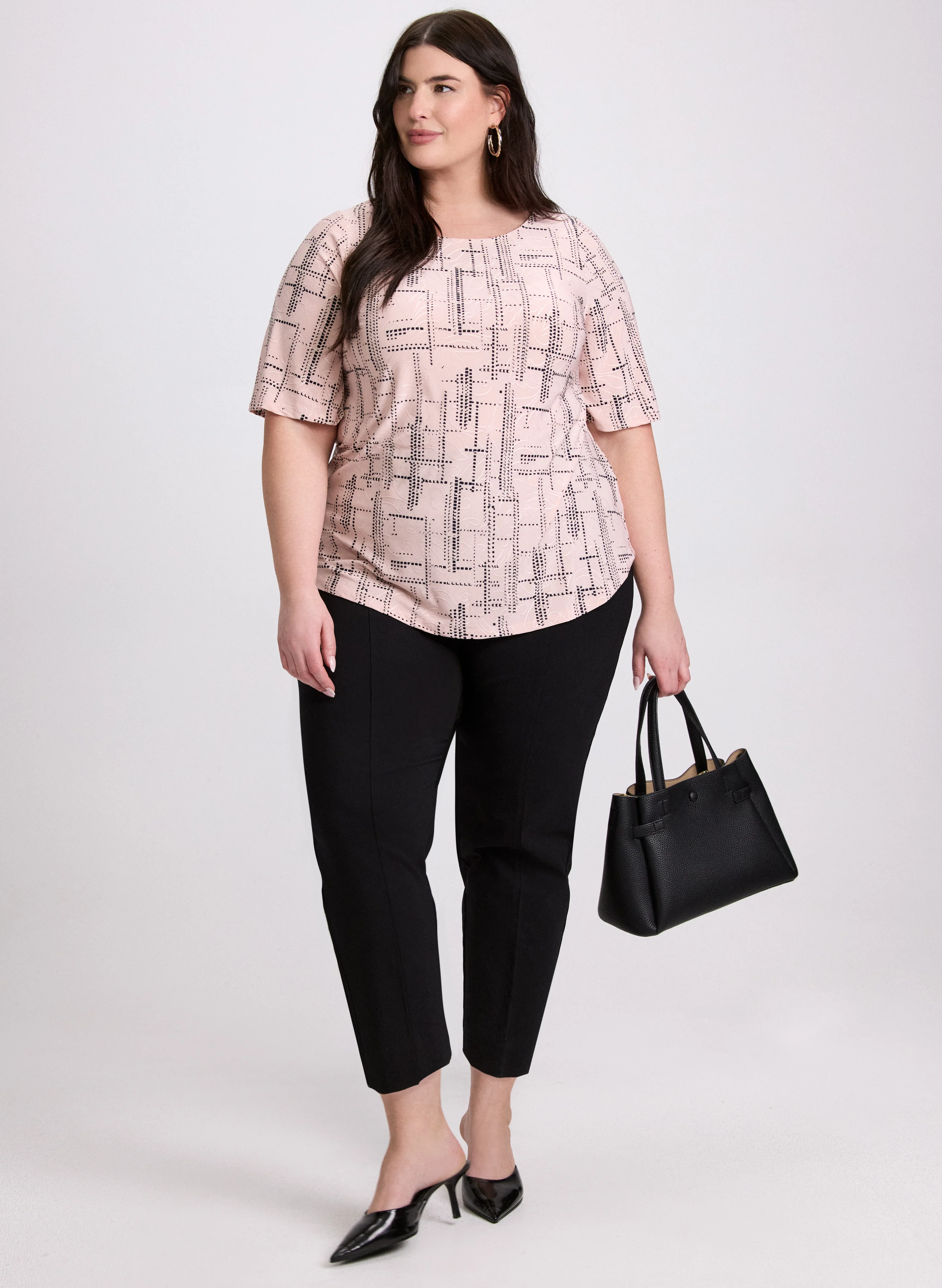 Abstract Grid Print Top - Image 3