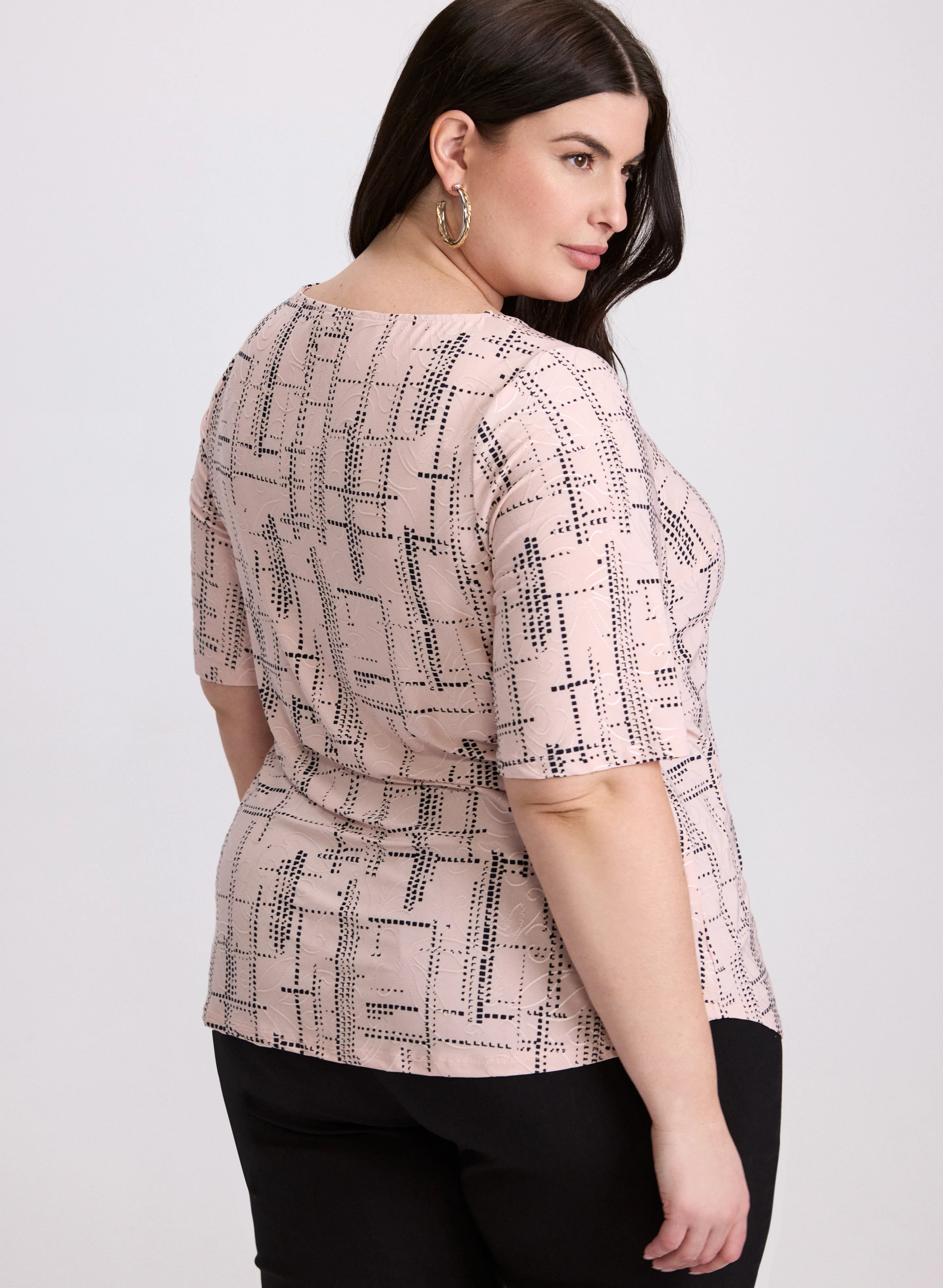 Abstract Grid Print Top - Image 4