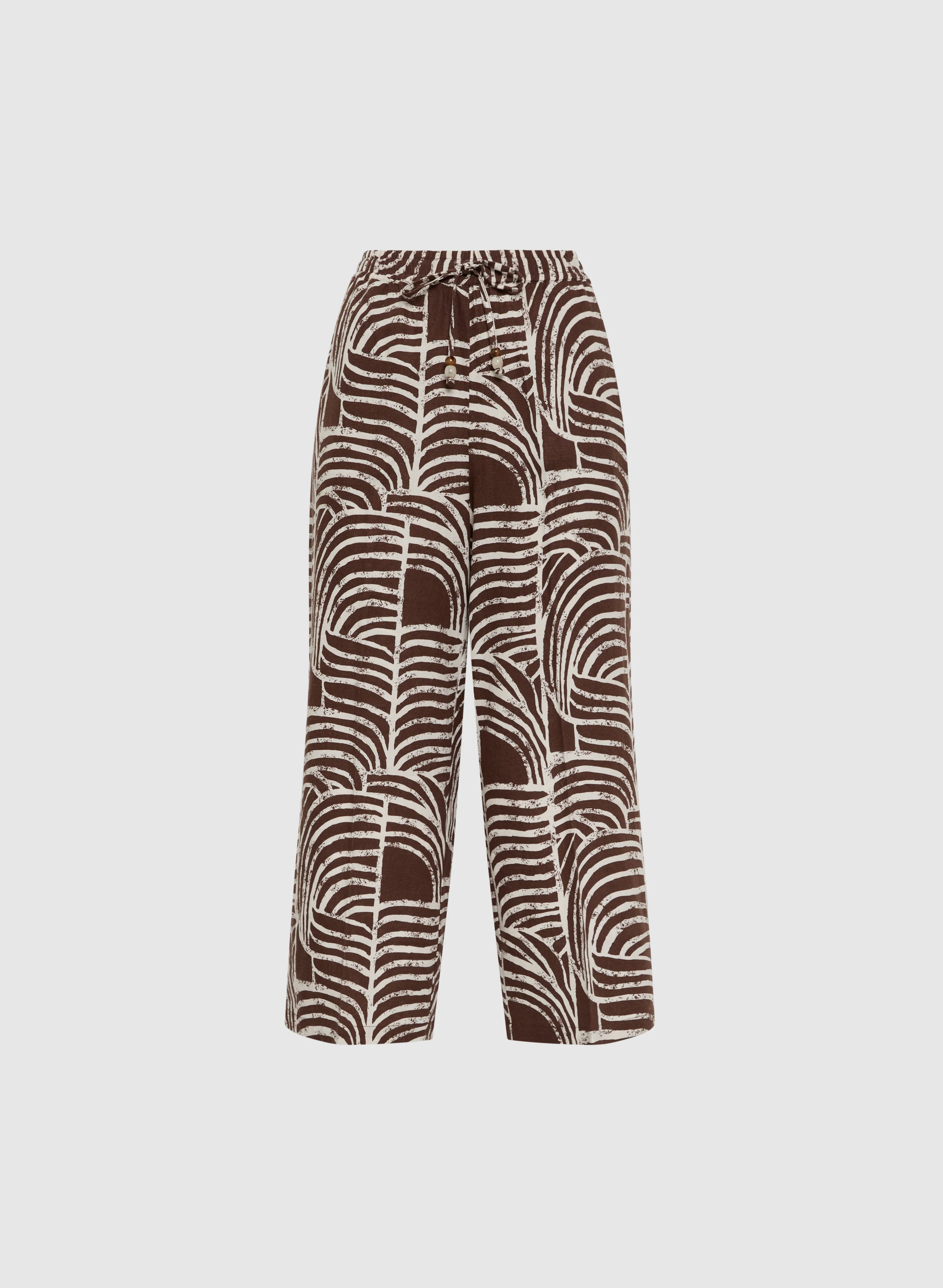 Abstract Linen-Blend Capris - Image 6