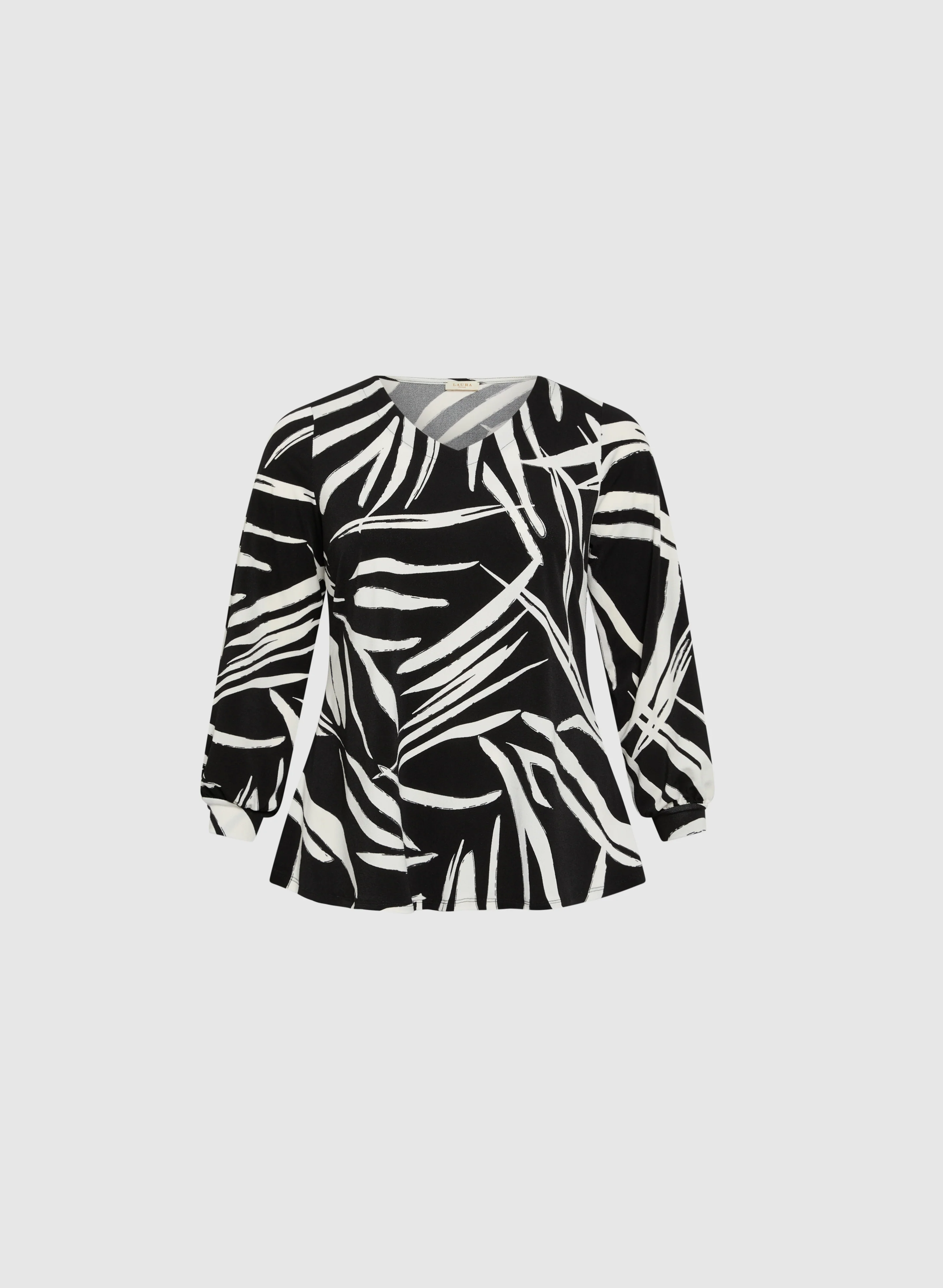 Abstract Print V-Neck Top - Image 6
