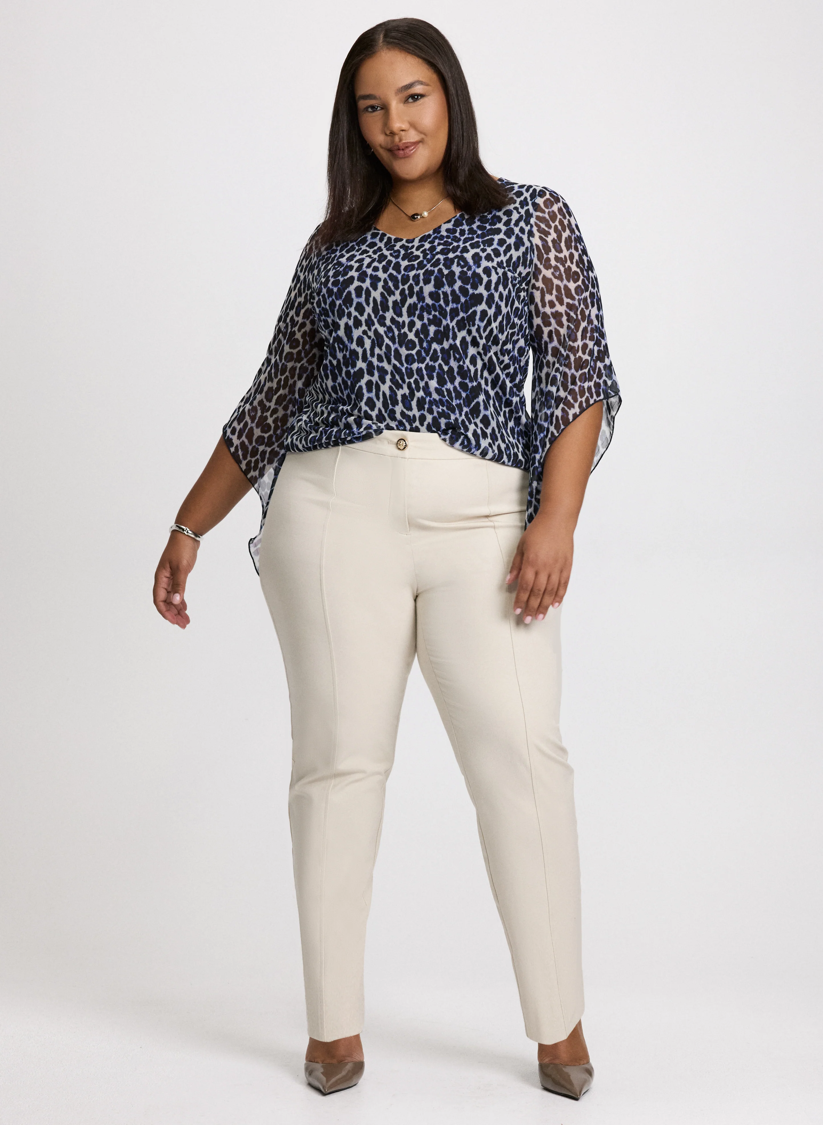 Animal Print Flared Sleeve Top - Image 3