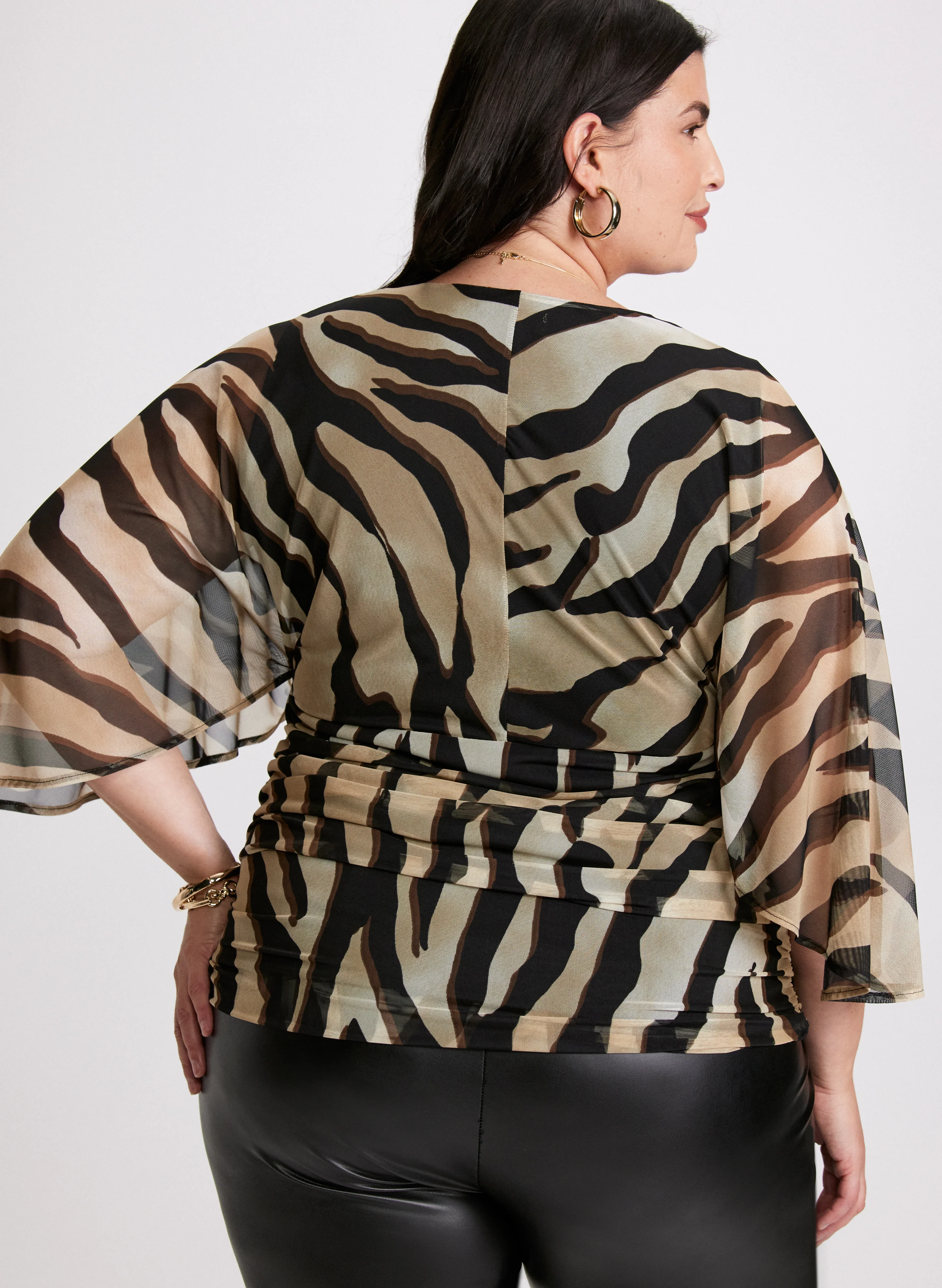 Animal Print Ruched Waist Top - Image 3