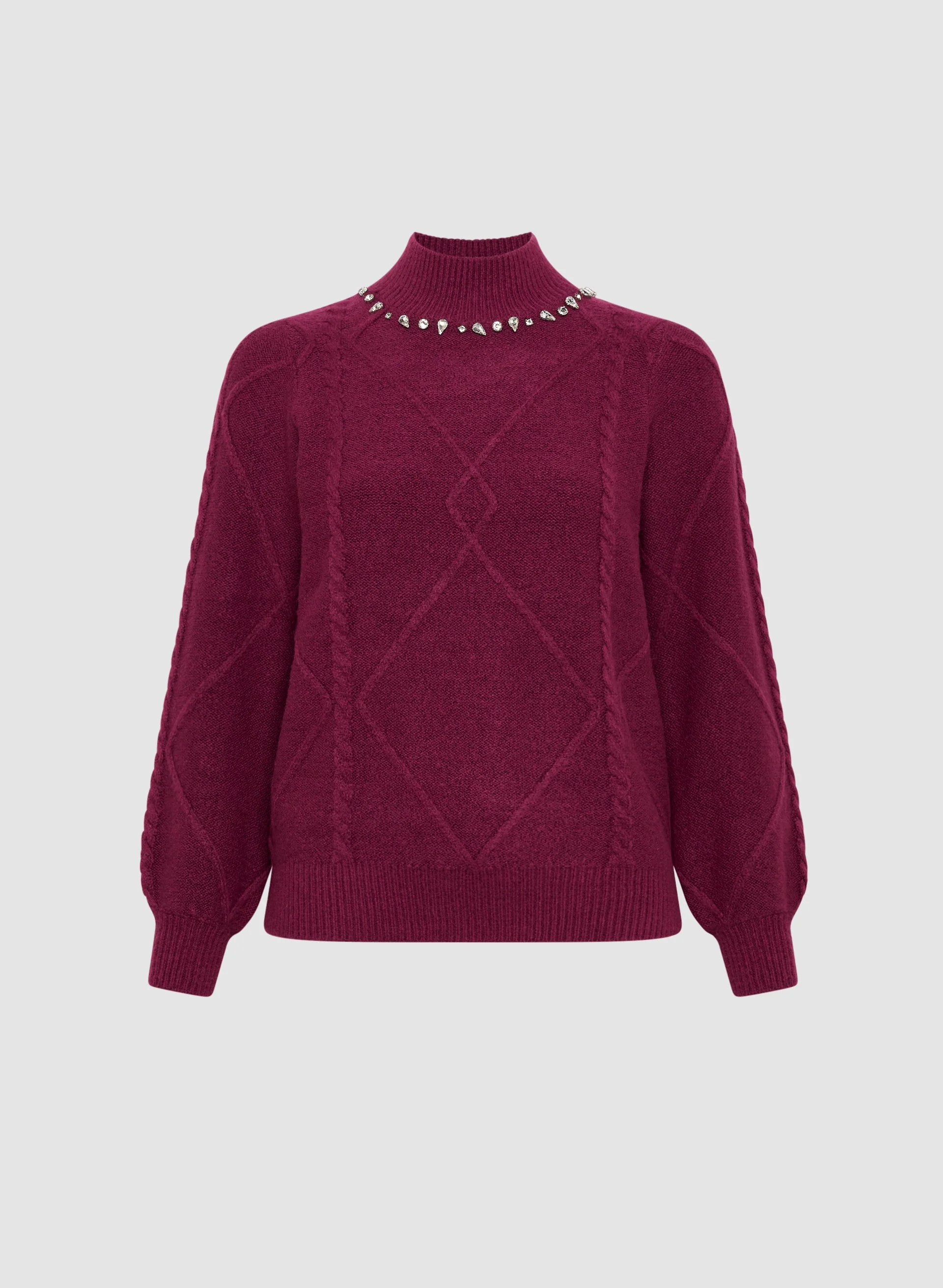 Argyle Rhinestone Detail Sweater - Image 6