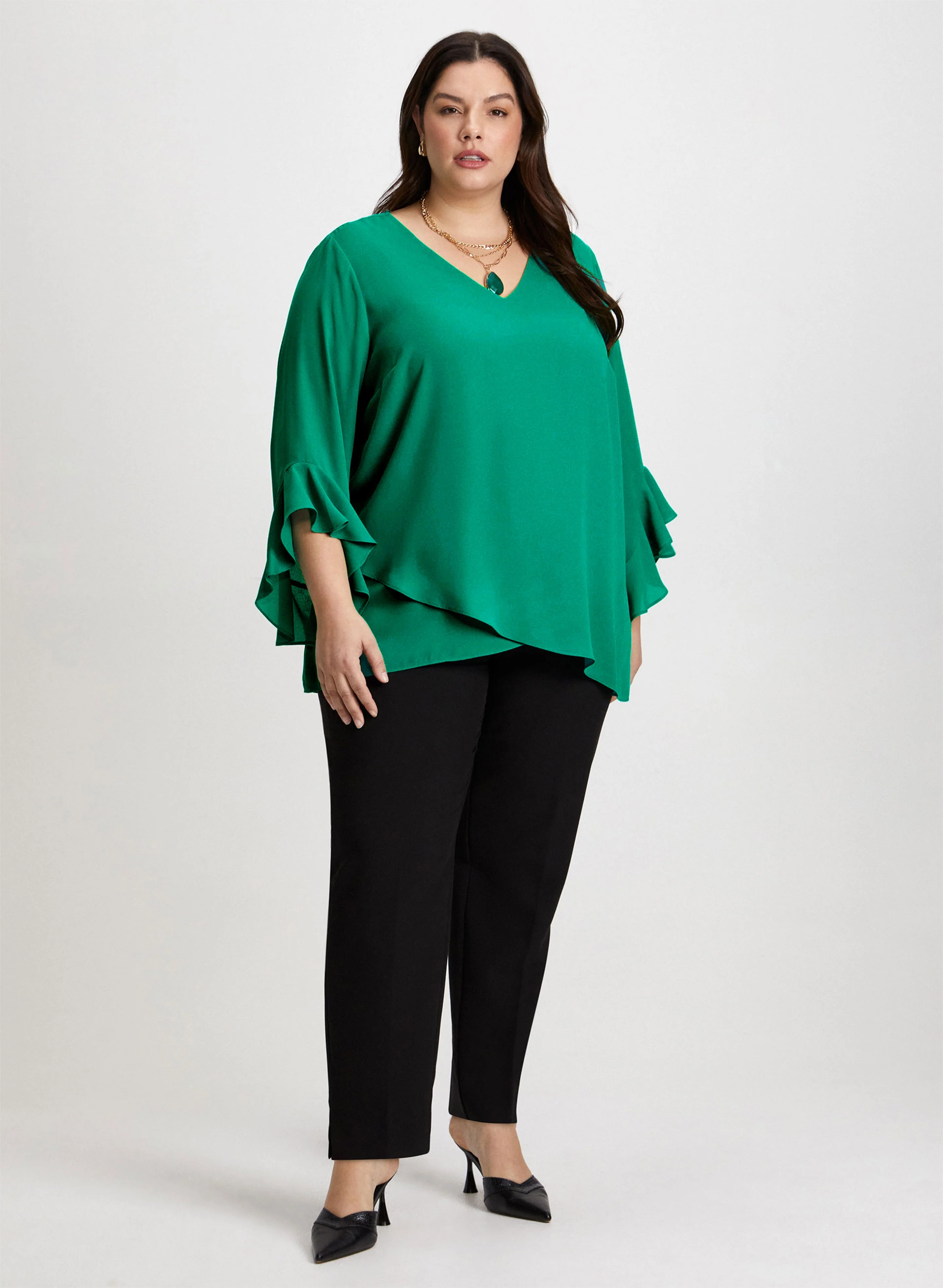 Asymmetric Blouse & Slim Leg Pants