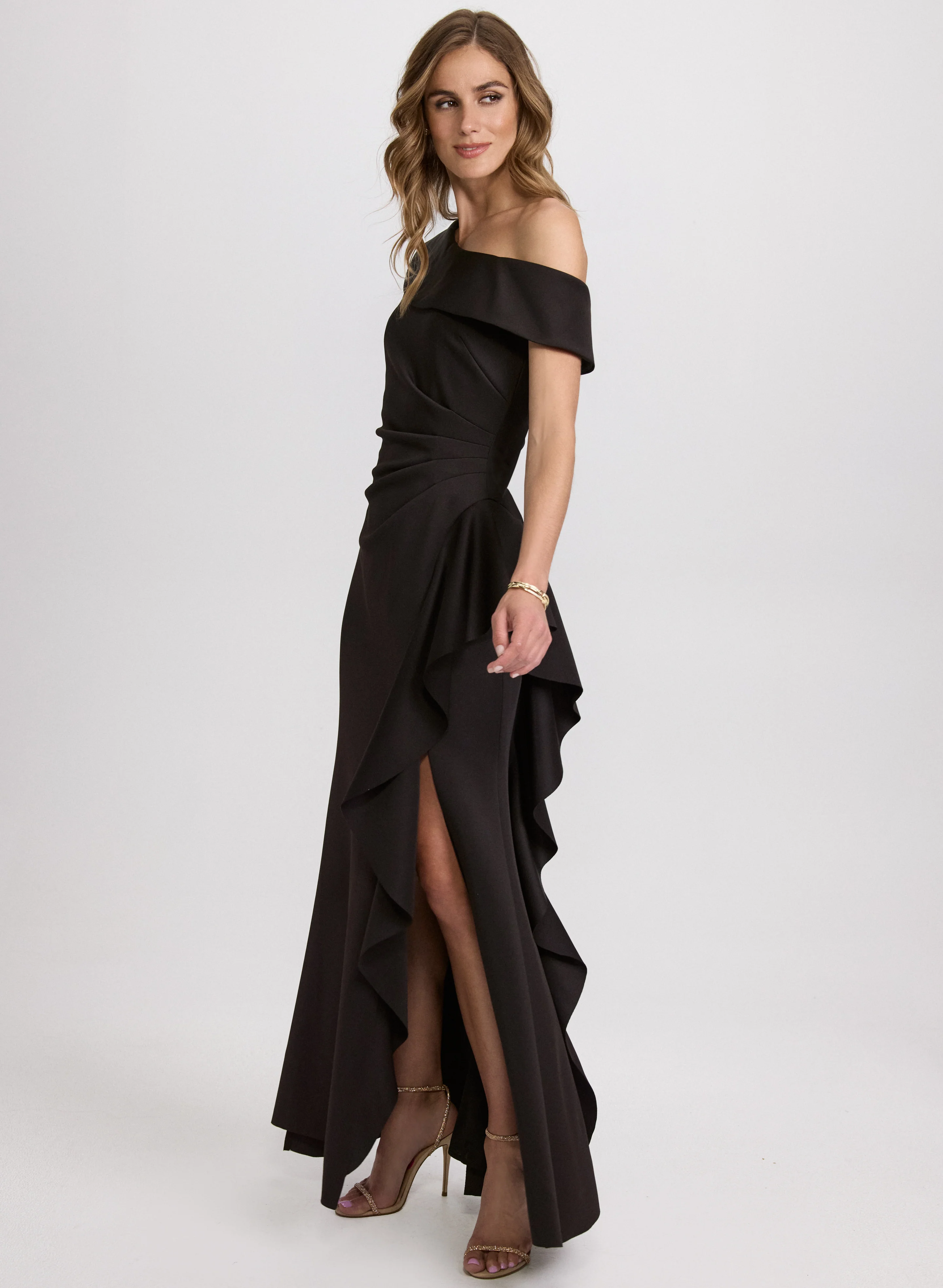 Asymmetric Waterfall Ruffle Dress - Image 2