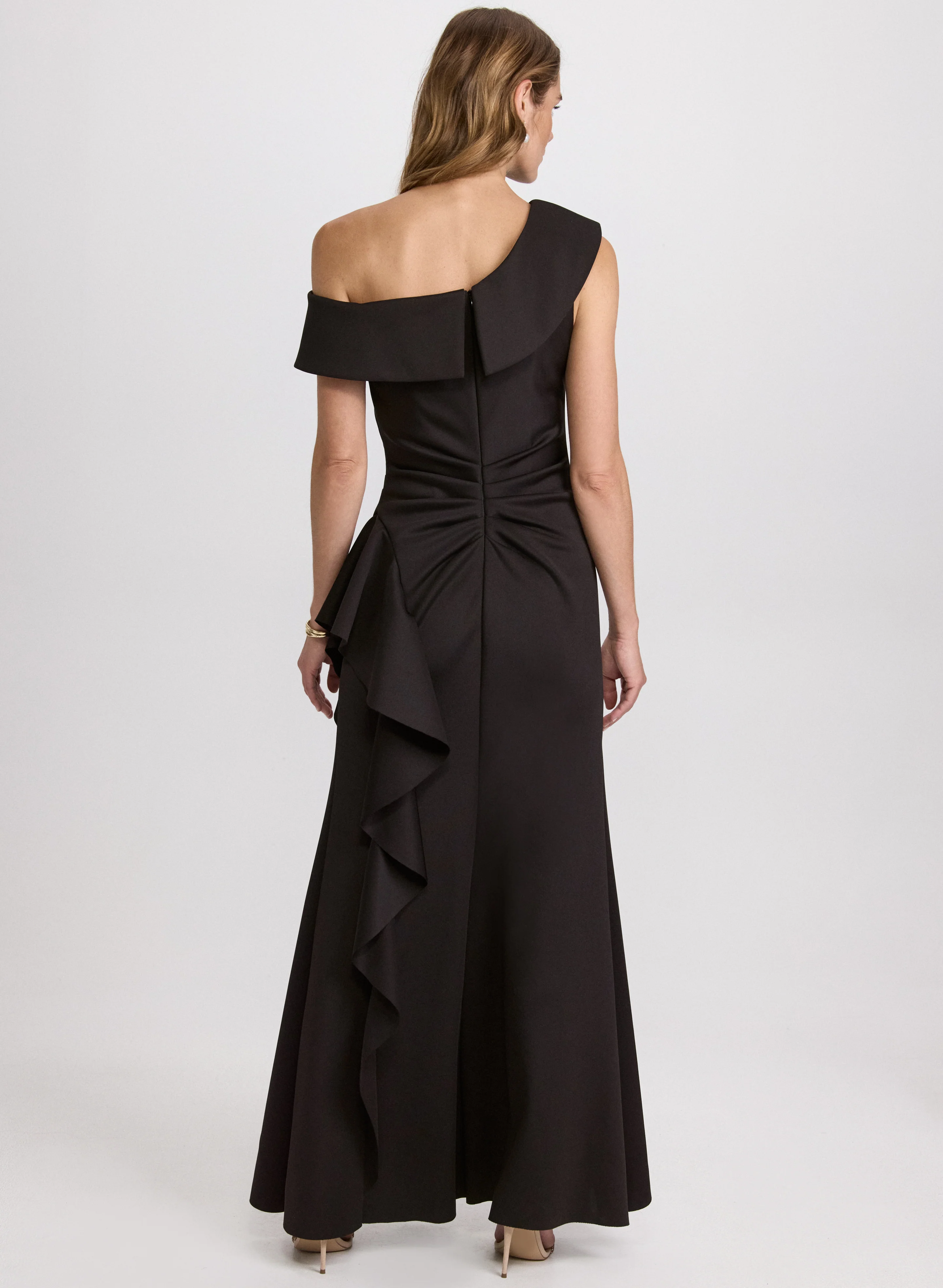 Asymmetric Waterfall Ruffle Dress - Image 3
