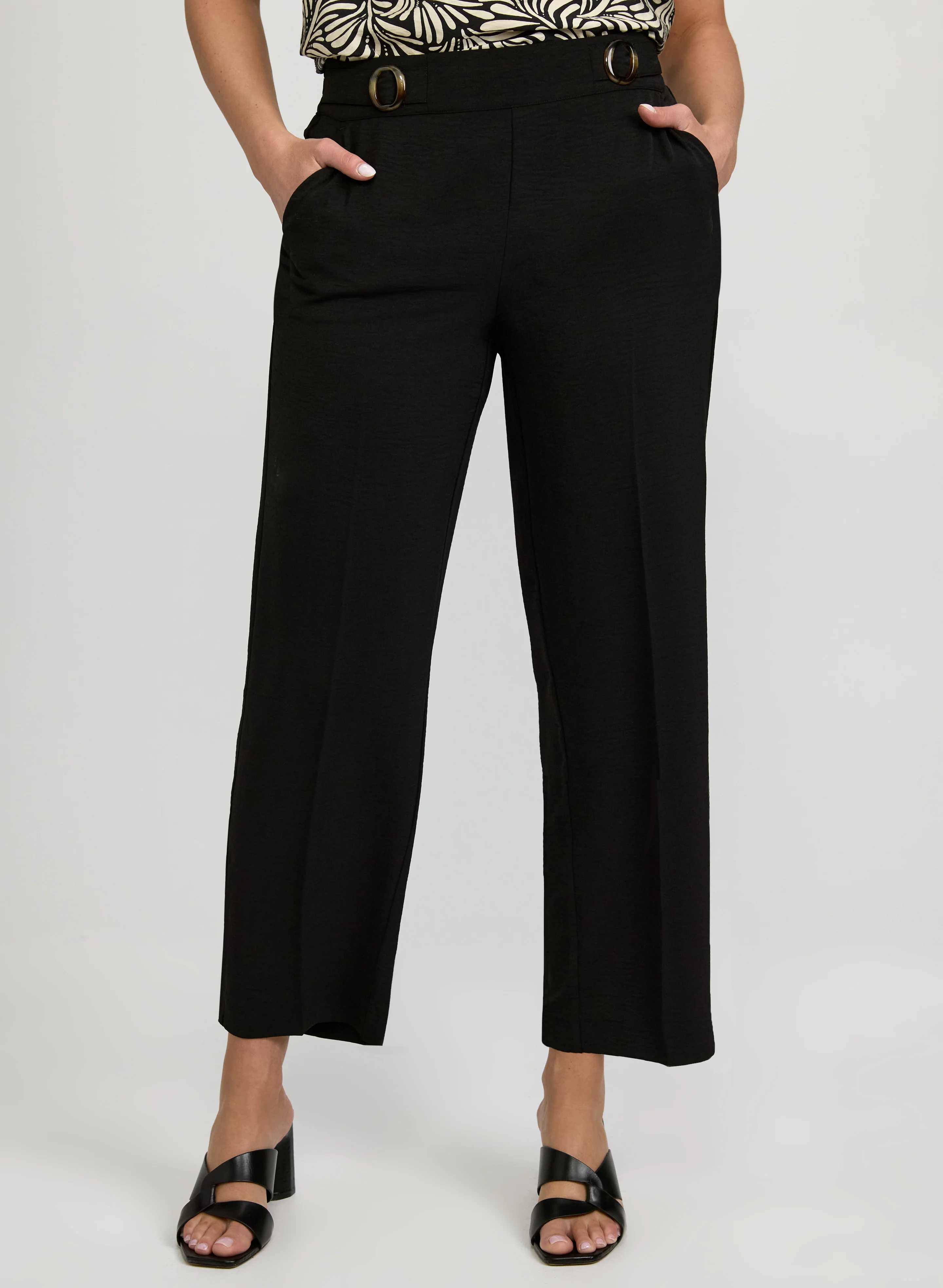 Ava Crinkle Straight-Leg Pants