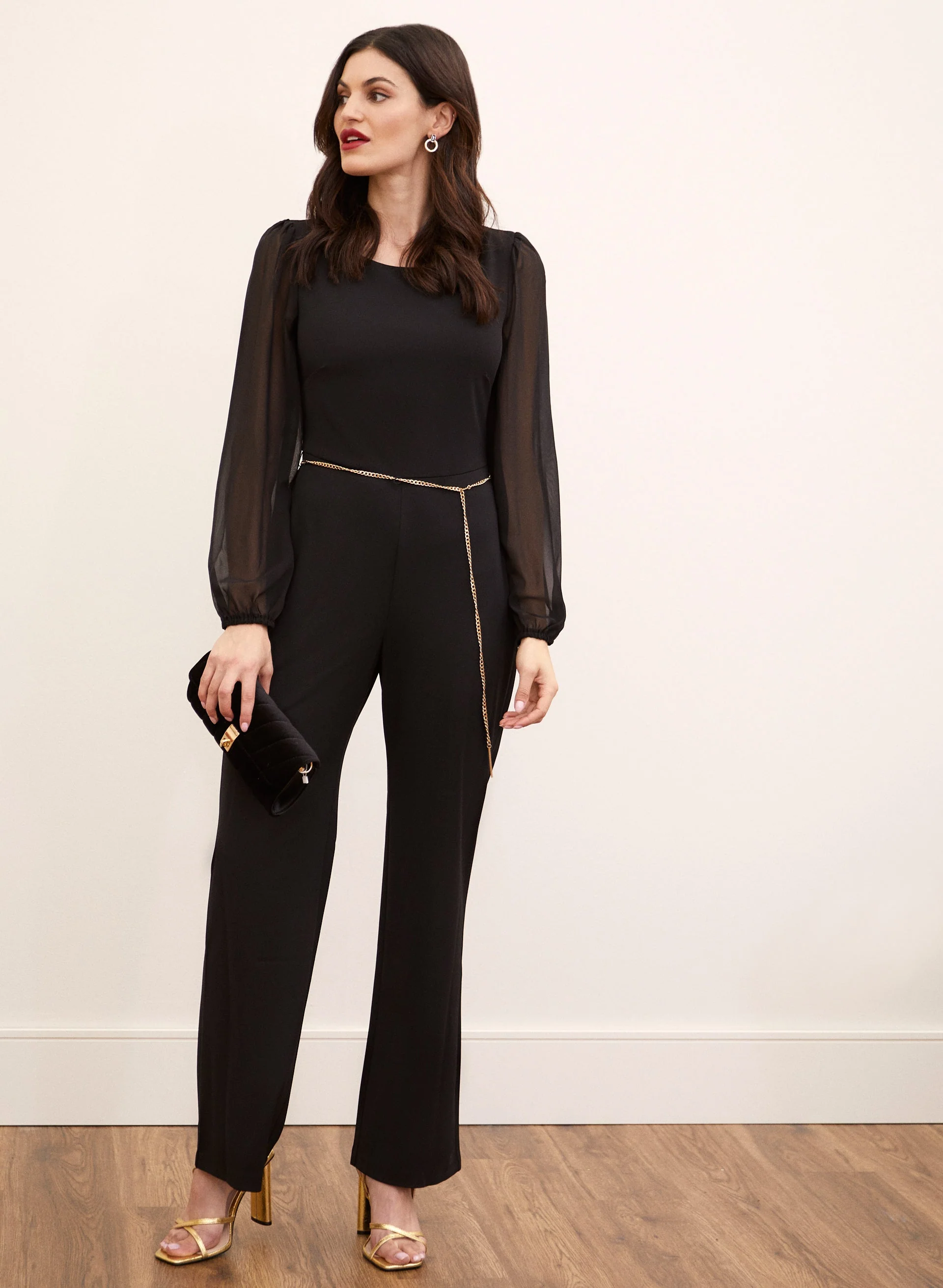Balloon Sleeve Chain Belt Jumpsuit - Image 4