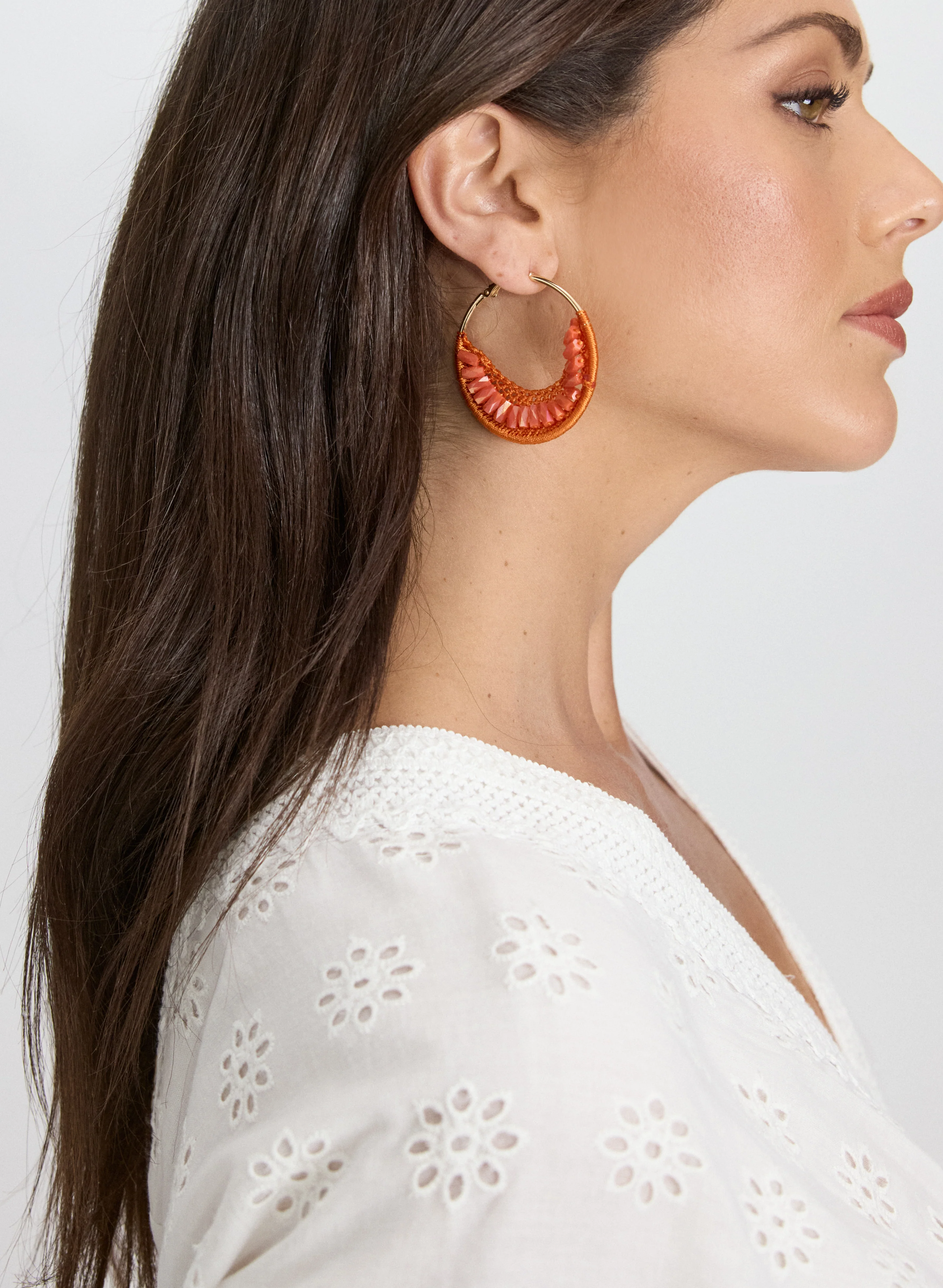 Bead & Knit Hoop Earrings - Image 2