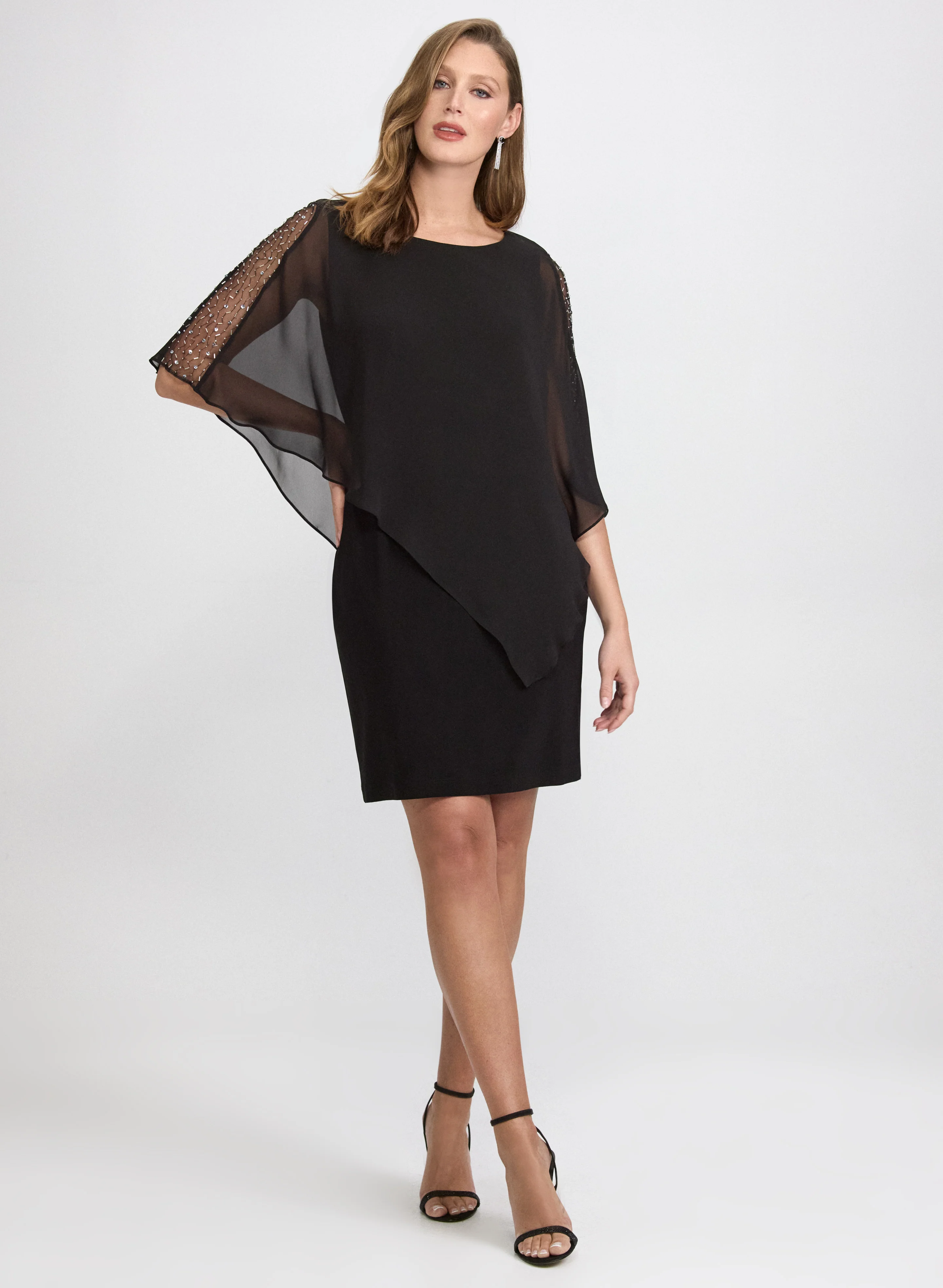 Beaded Capelet Overlay Dress