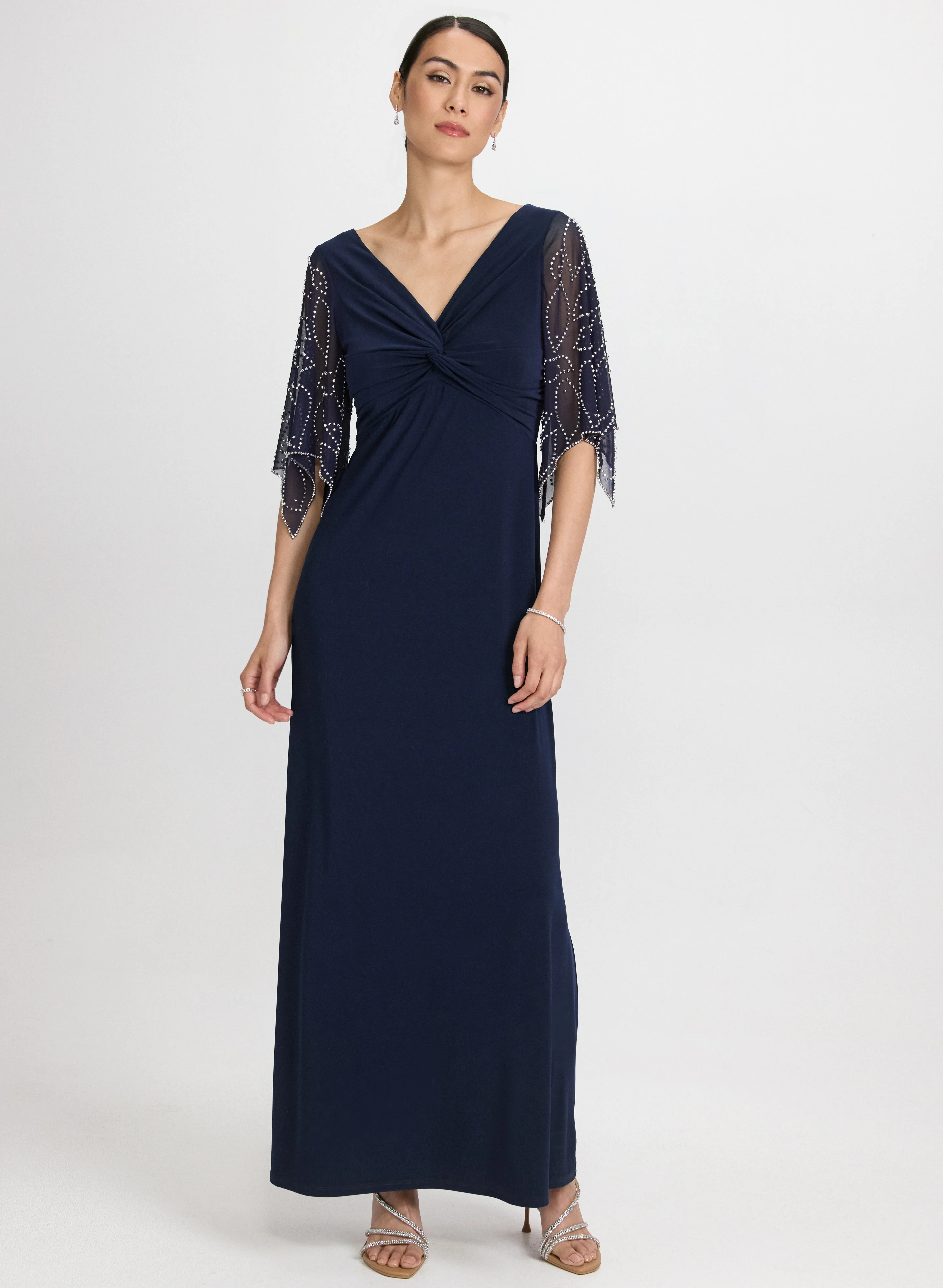 Beaded Flare Sleeve Dress