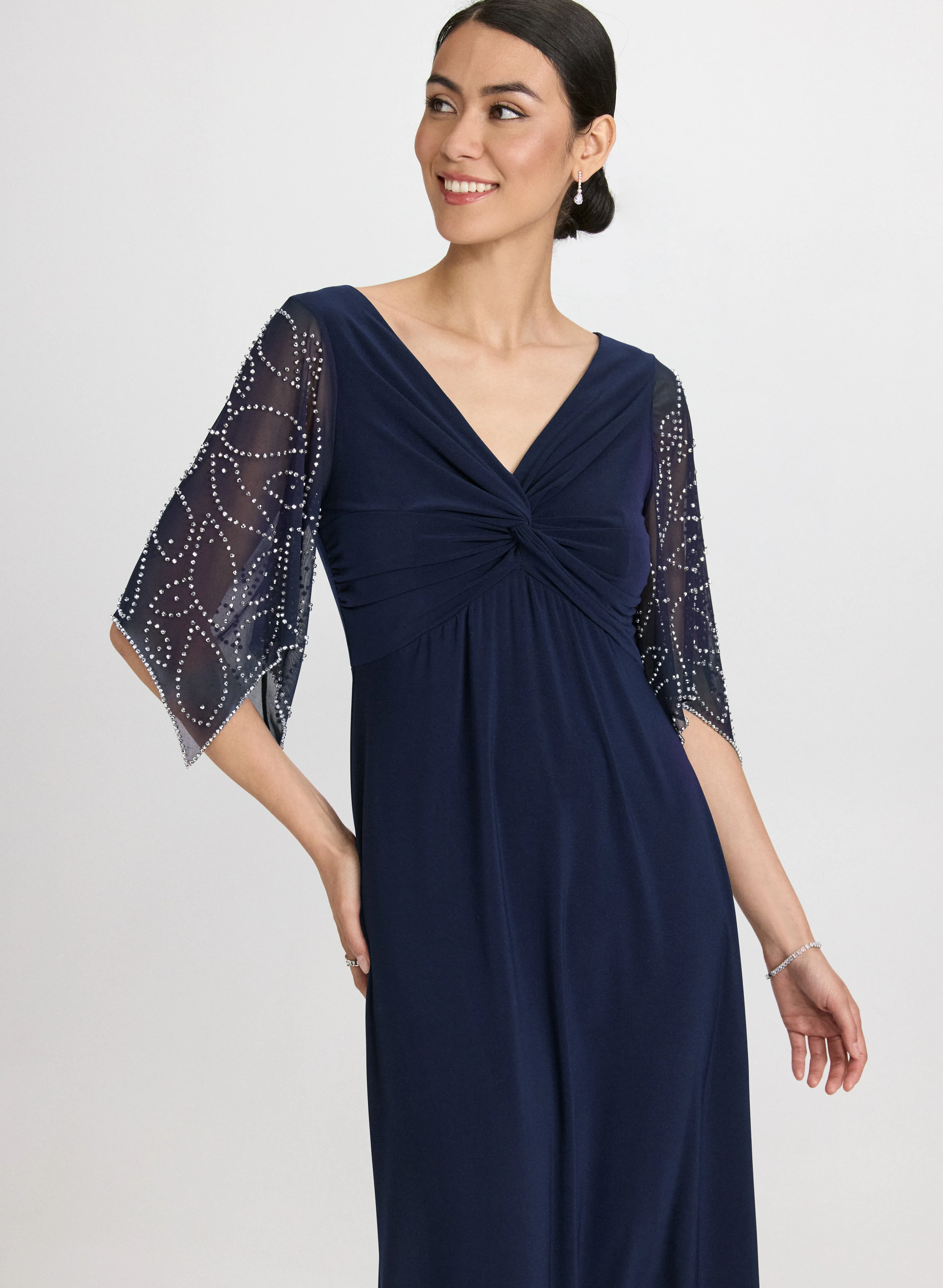 Beaded Flare Sleeve Dress - Image 5