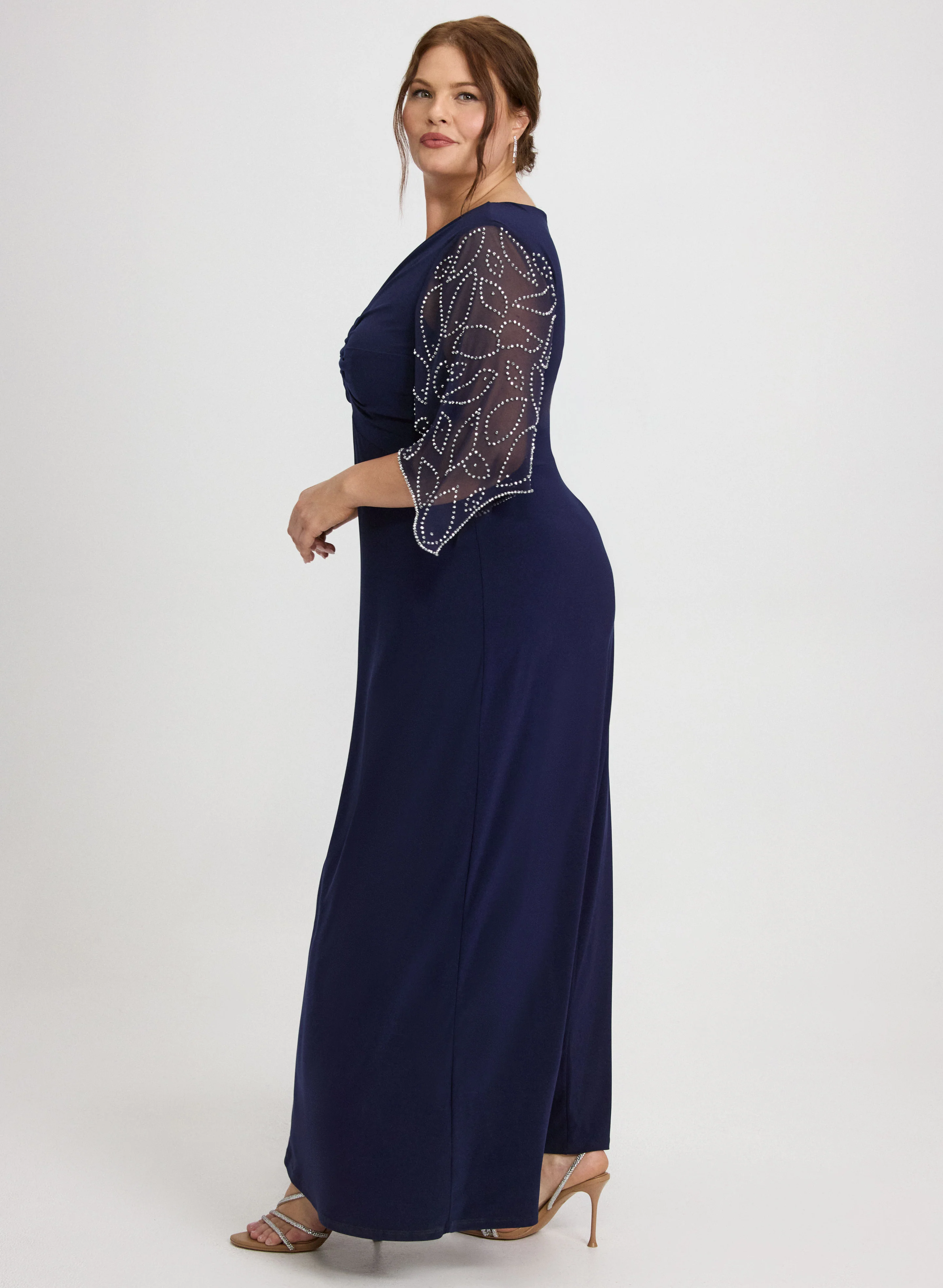 Beaded Flare Sleeve Dress - Image 2