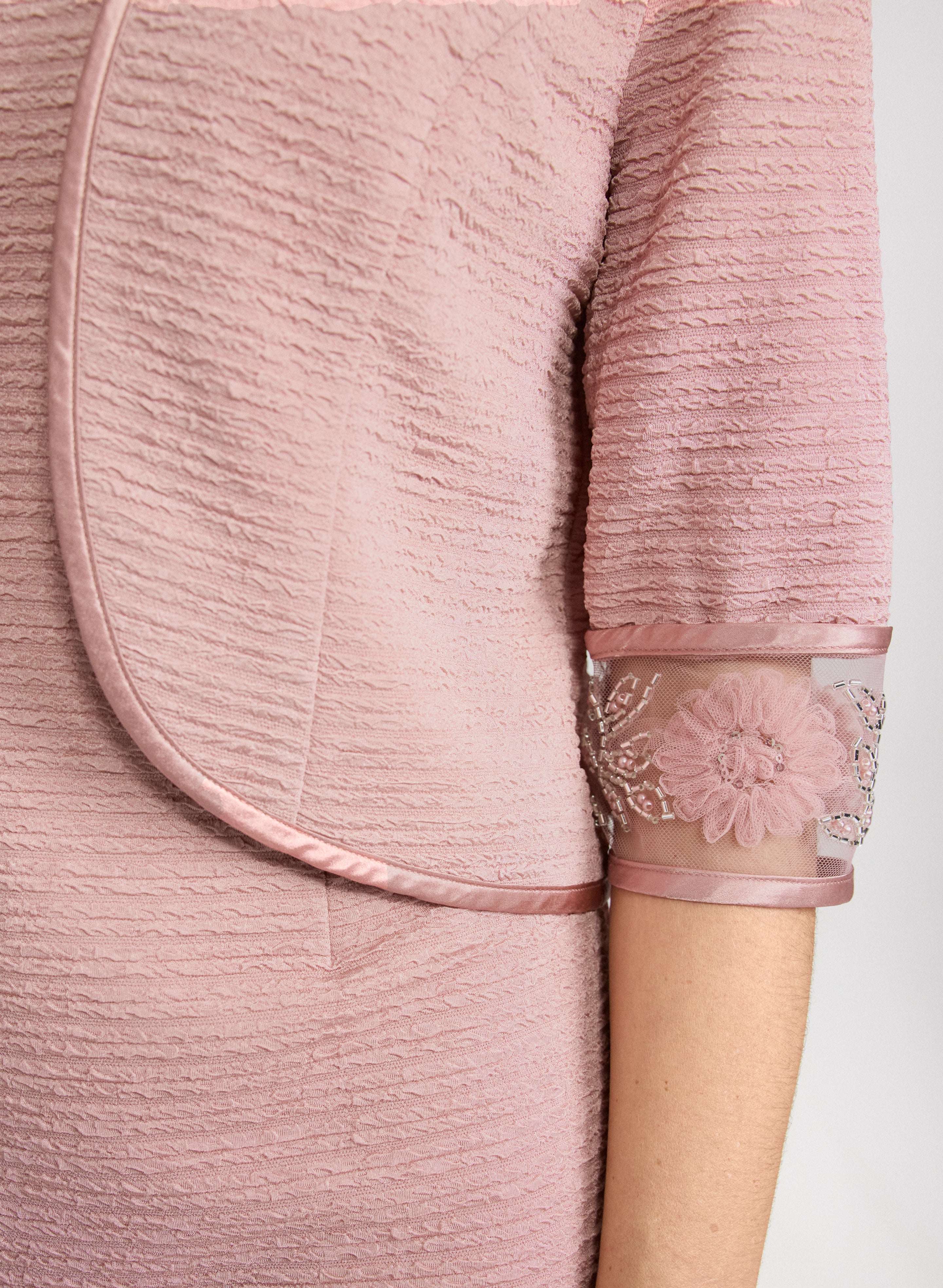 Beaded Floral Trim Jacket & Dress Set - Image 5