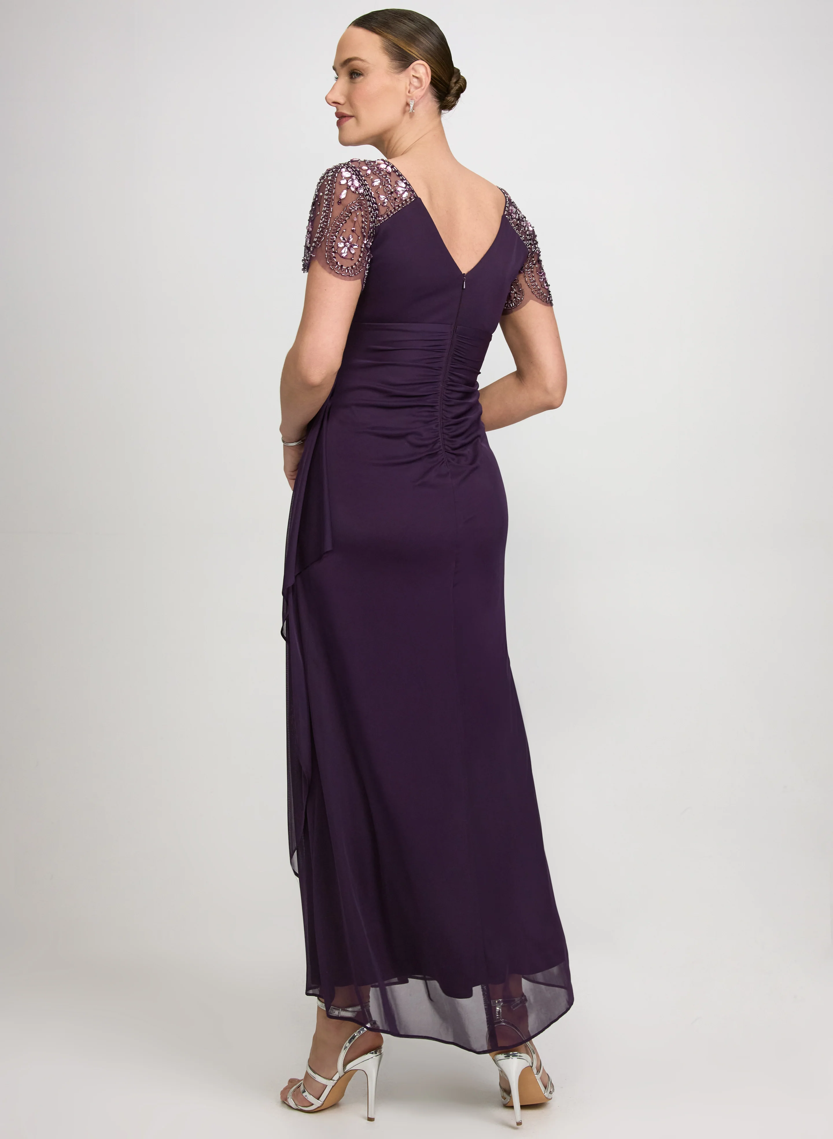 Beaded Flutter Sleeve Dress - Image 4