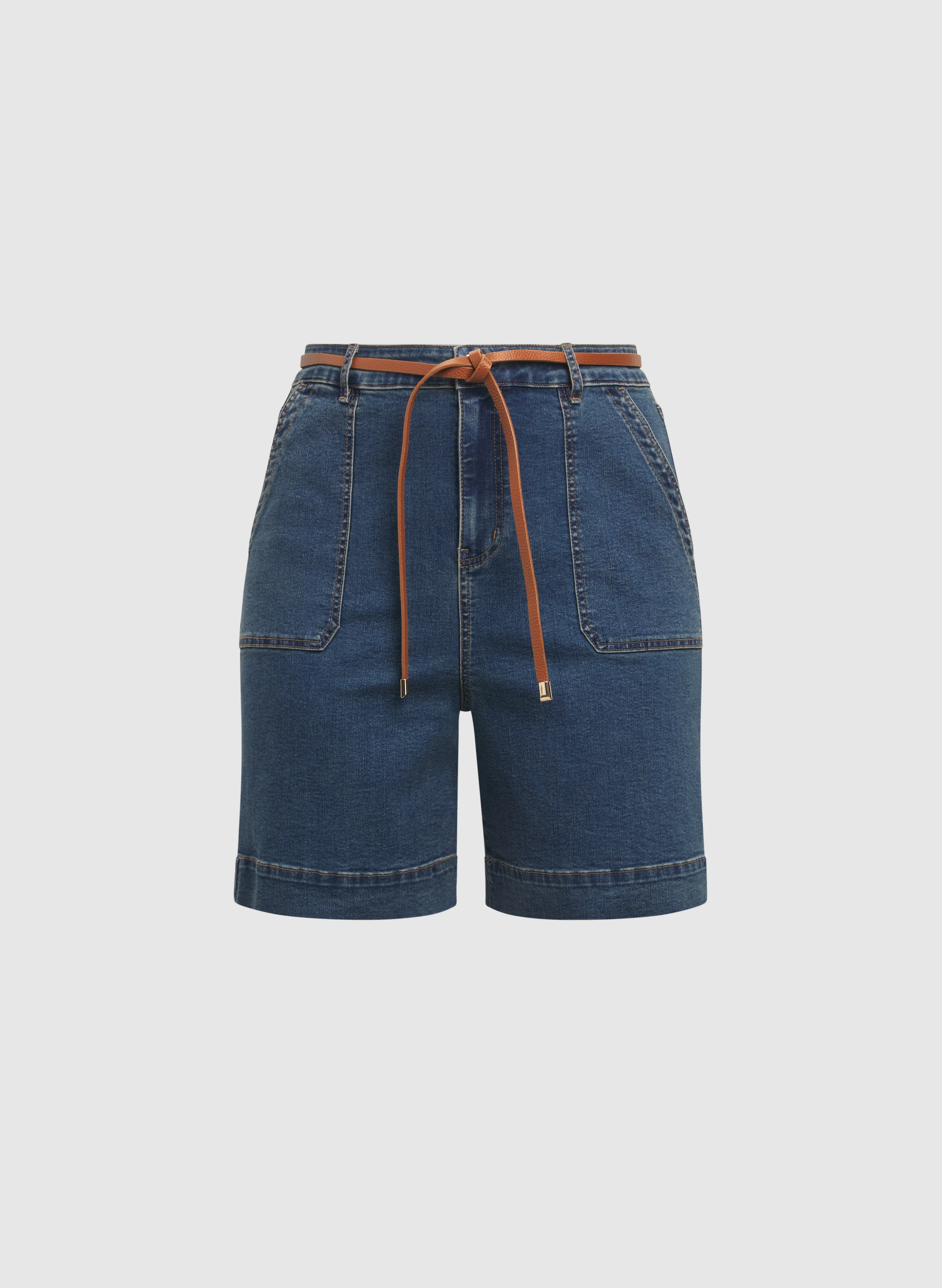 Belted Denim Shorts - Image 7