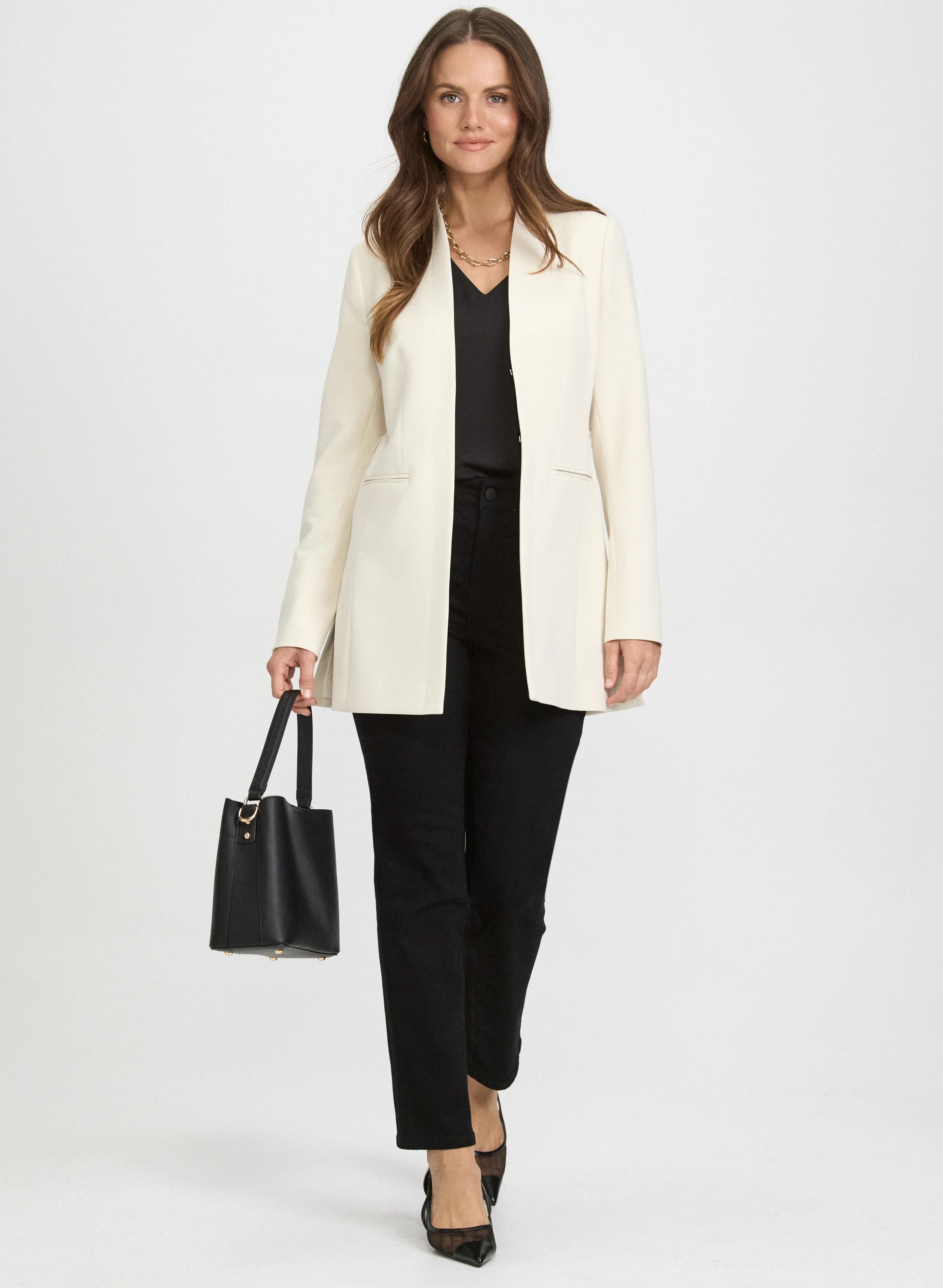 Belted Longline Blazer & Straight-Leg Jeans