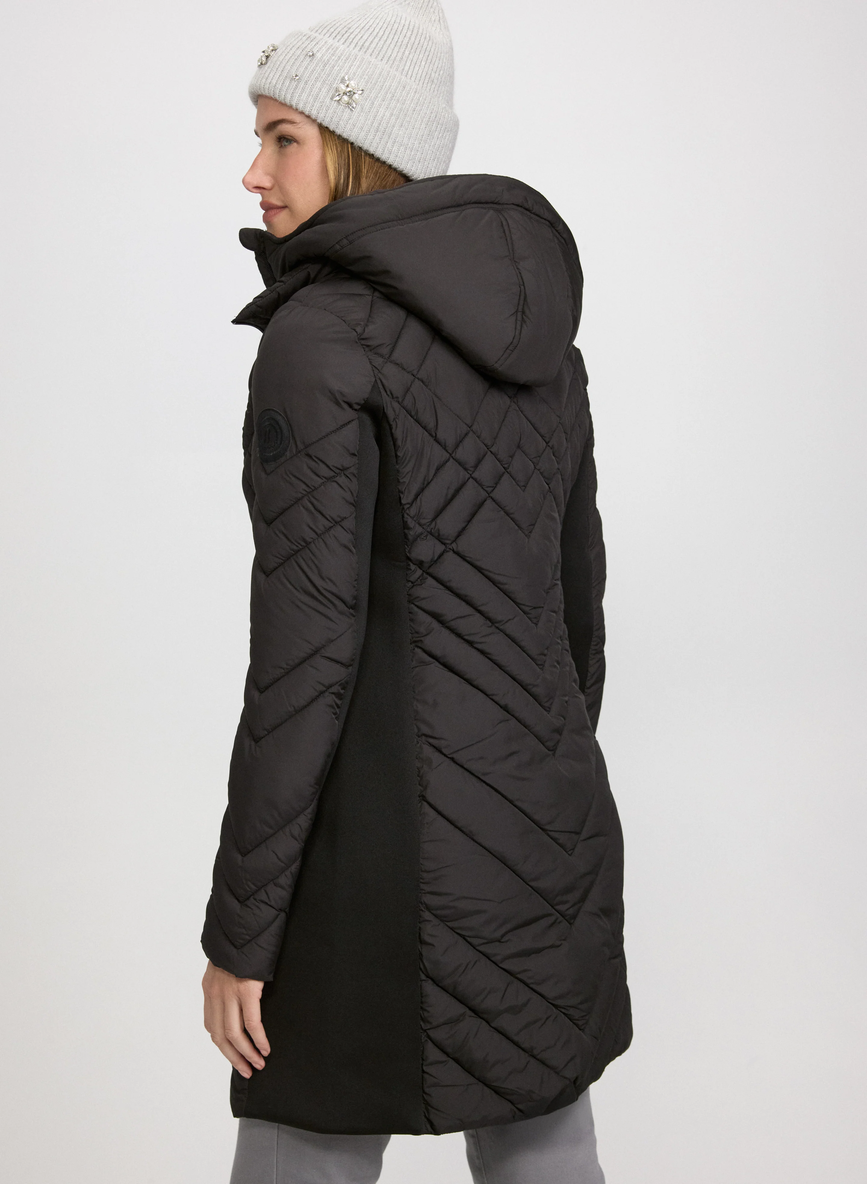 Bernardo - Quilted Scuba Detail Coat - Image 4