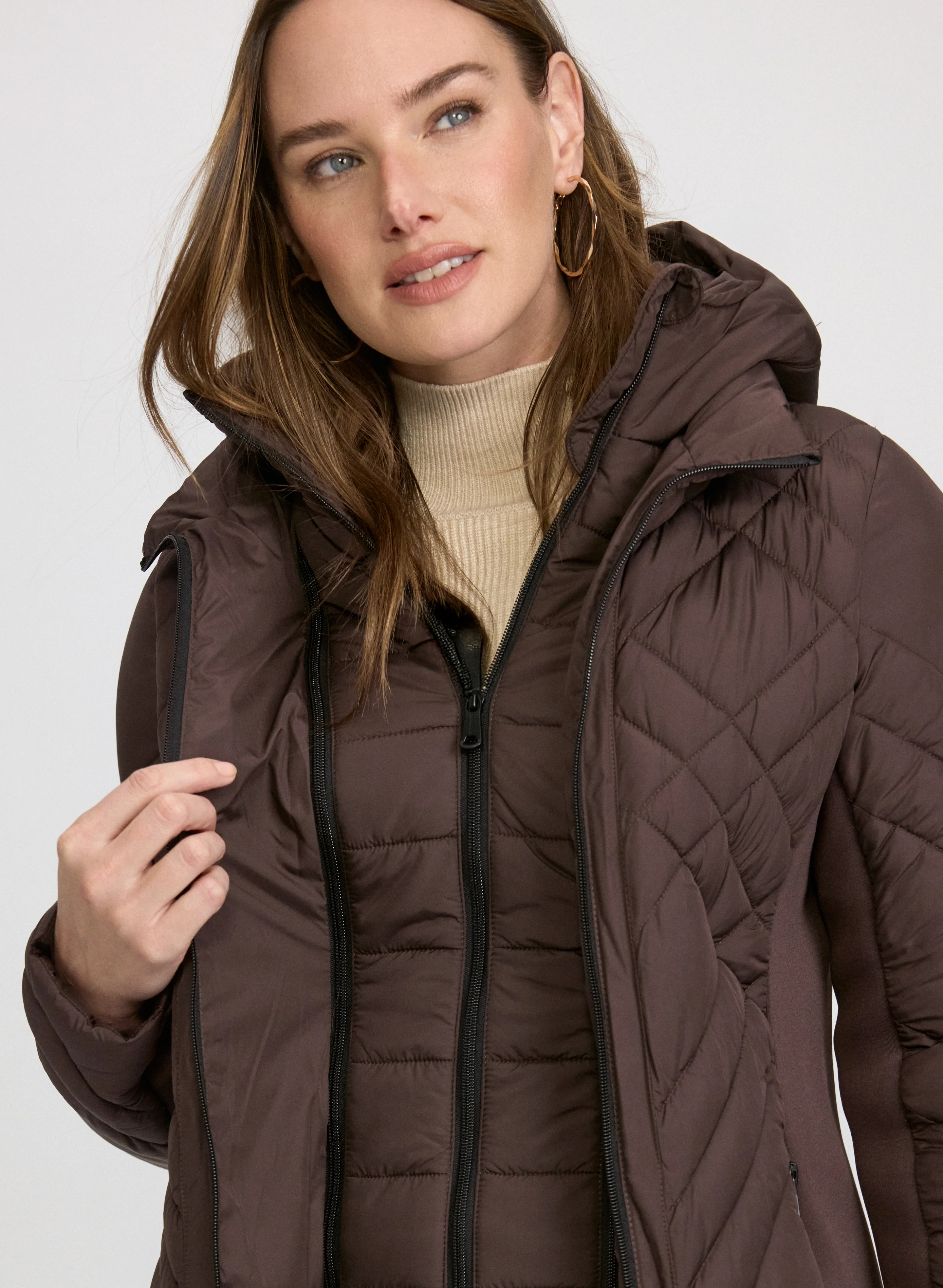 Bernardo - Quilted Scuba Detail Coat - Image 5