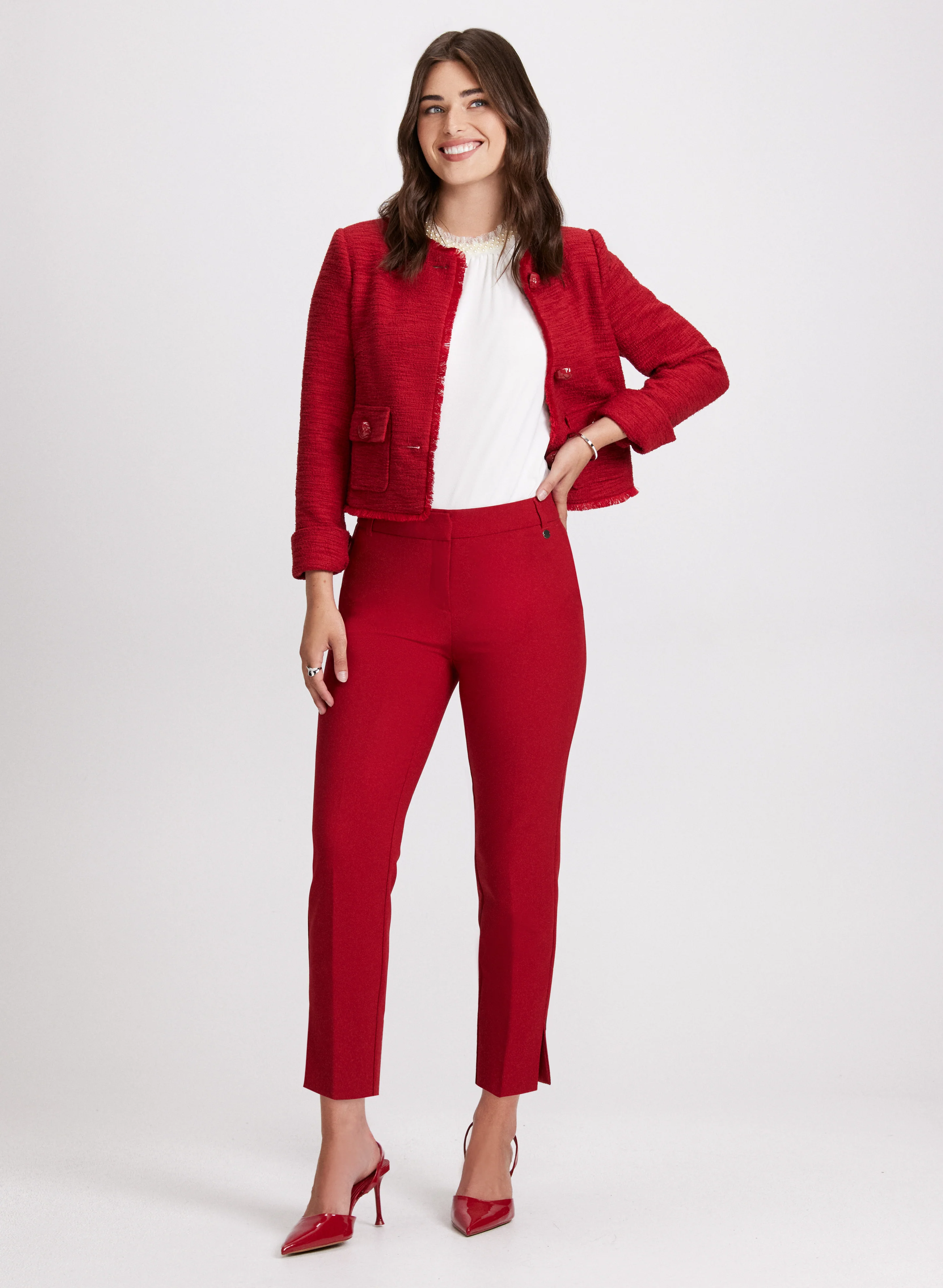 Bouclé Jacket & Slit Hem Pants