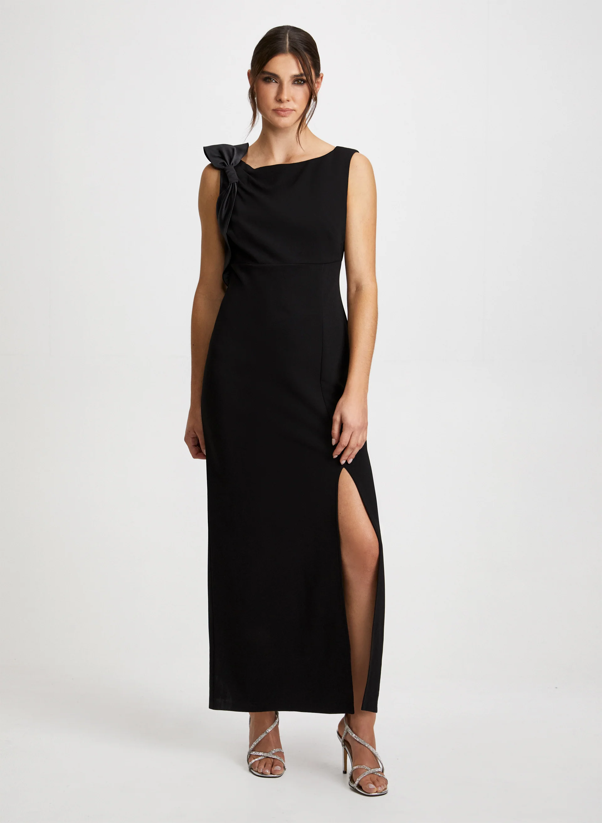 Bow Detail Gown & Button Earrings