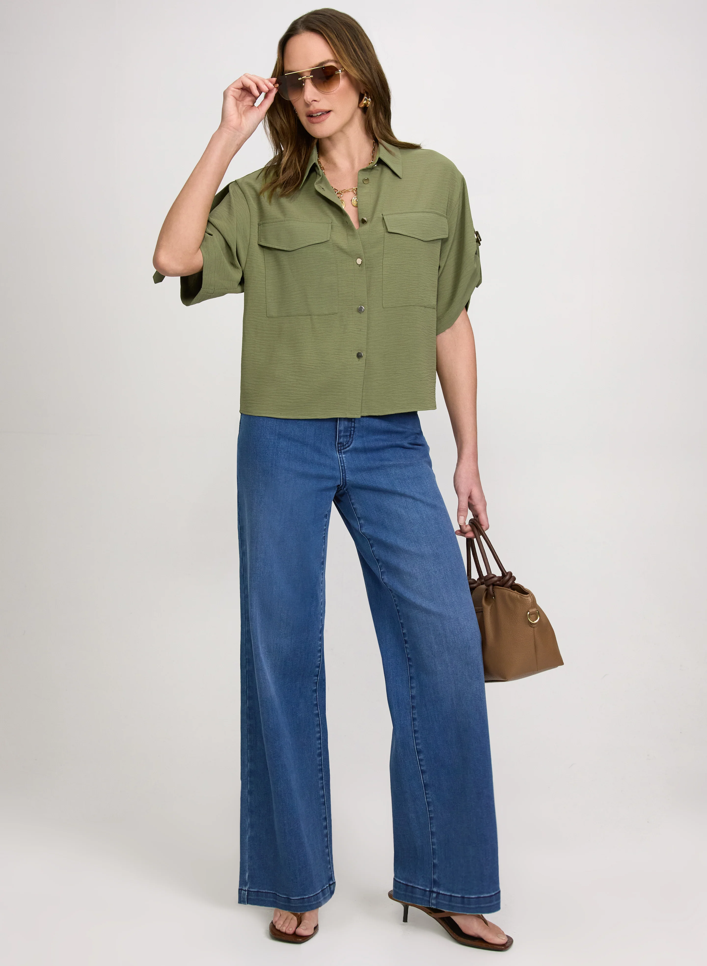 Braided Trim Wide-Leg Pants - Image 3