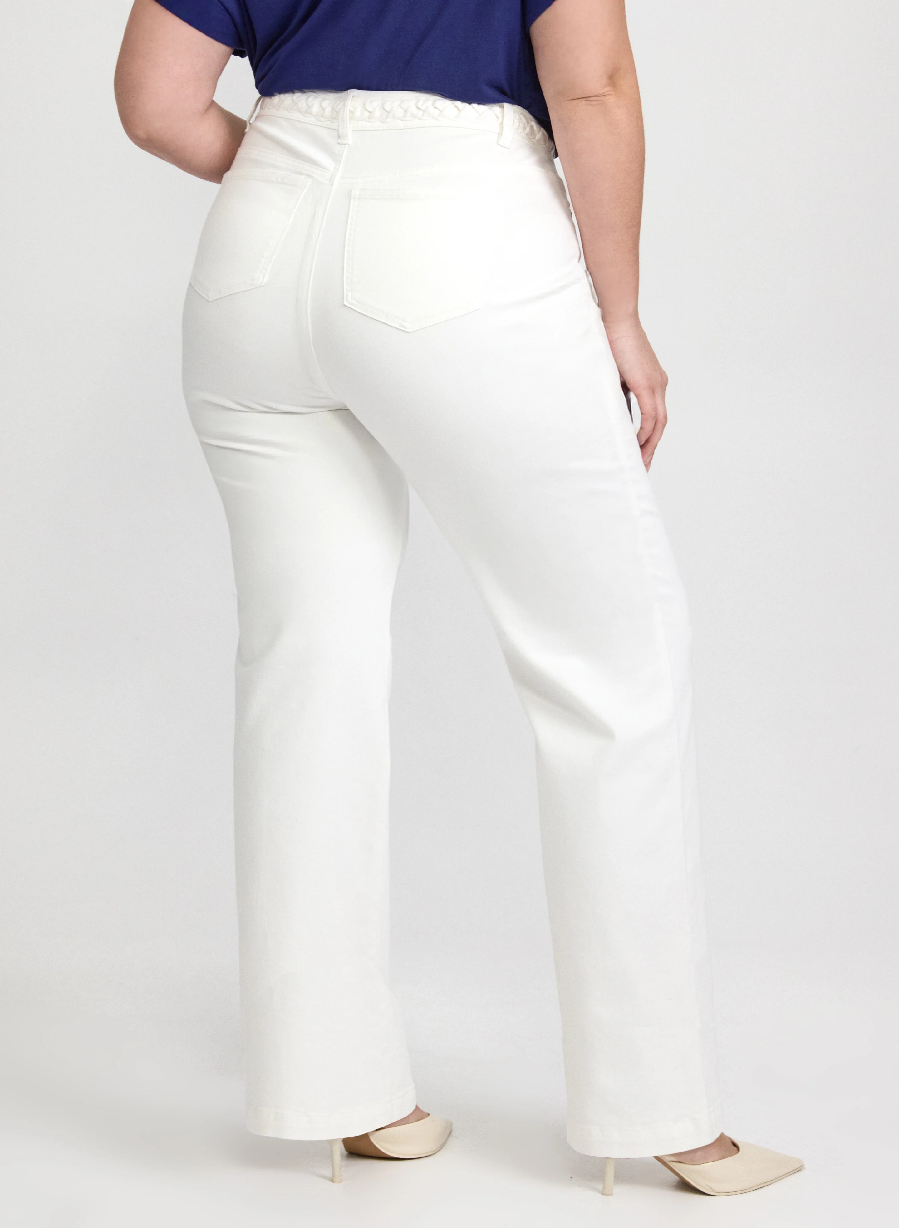 Braided Waist Trim Wide-Leg Jeans - Image 4