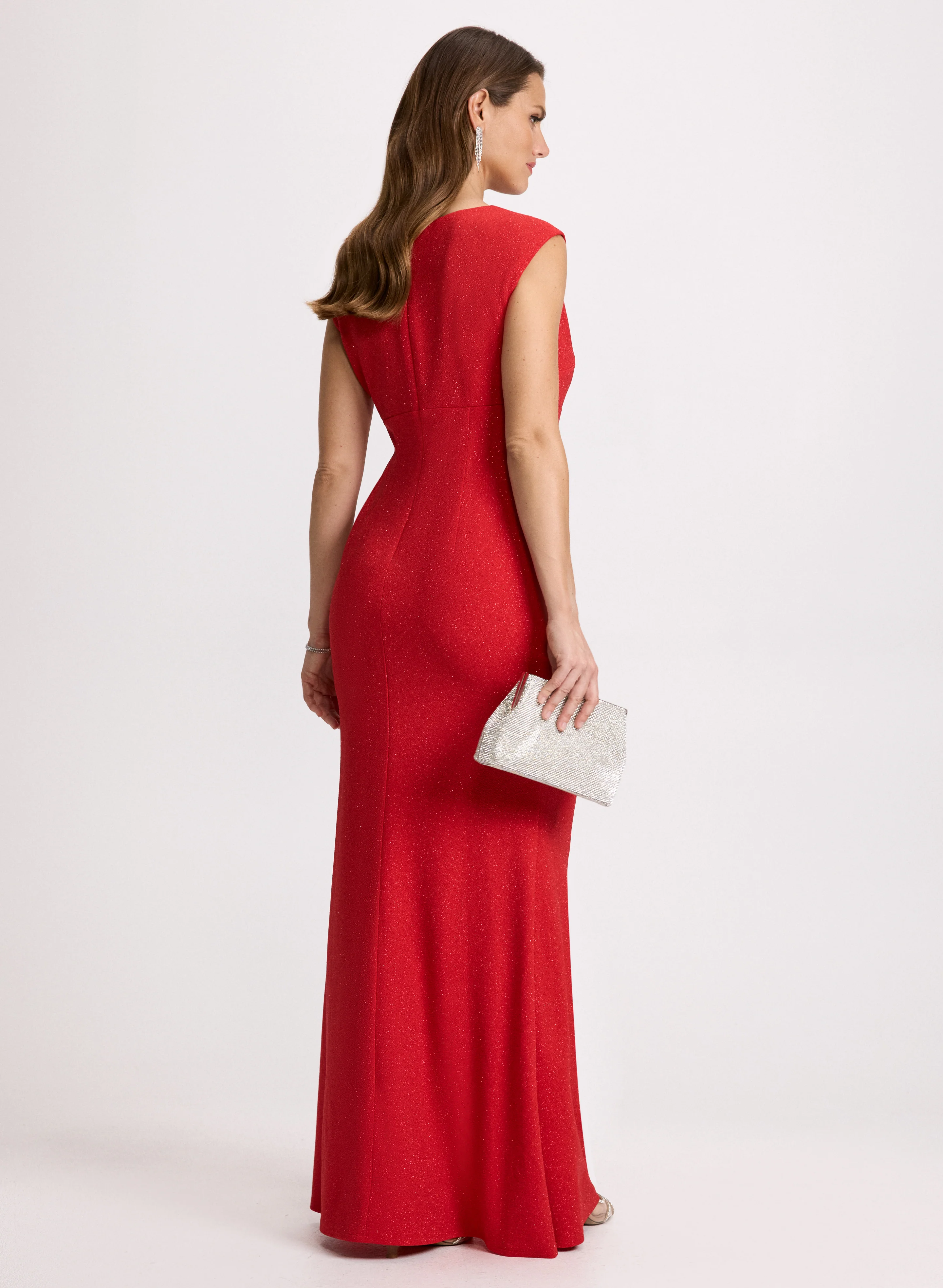 Brooch Detail Asymmetric Neck Dress - Image 3