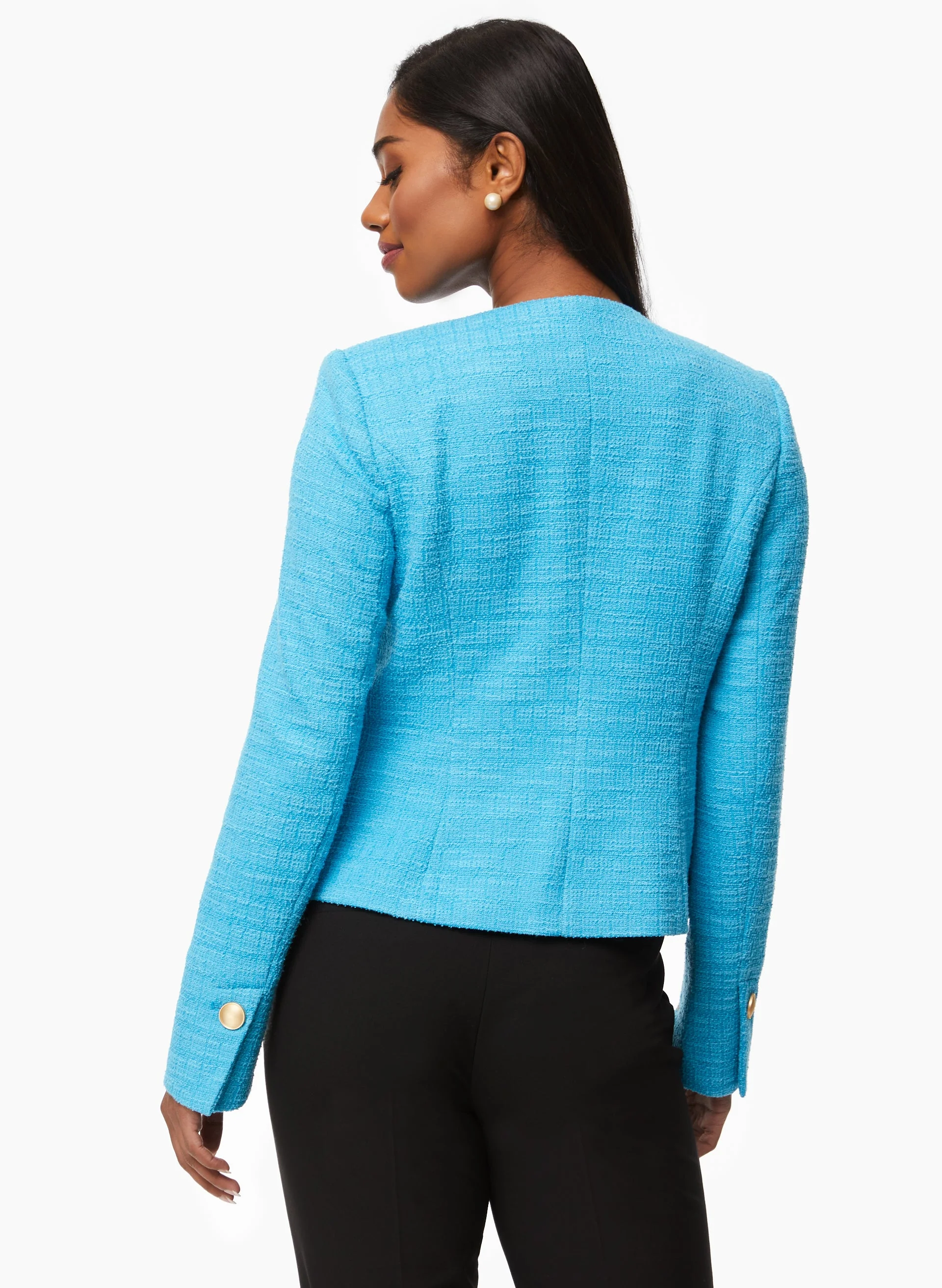 Button Detail Bouclé Jacket - Image 2