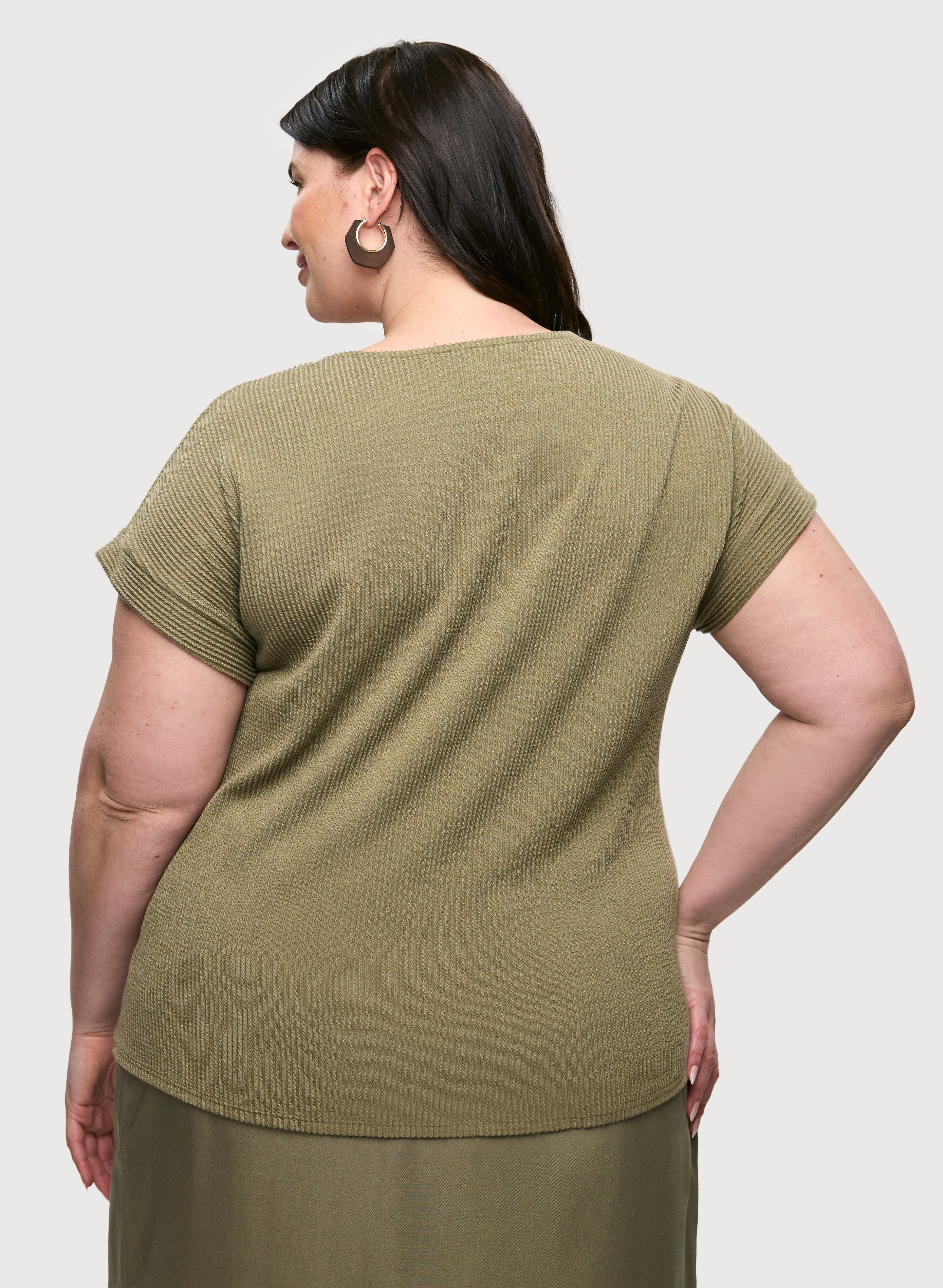 Button Detail Cap-Sleeve Top - Image 4
