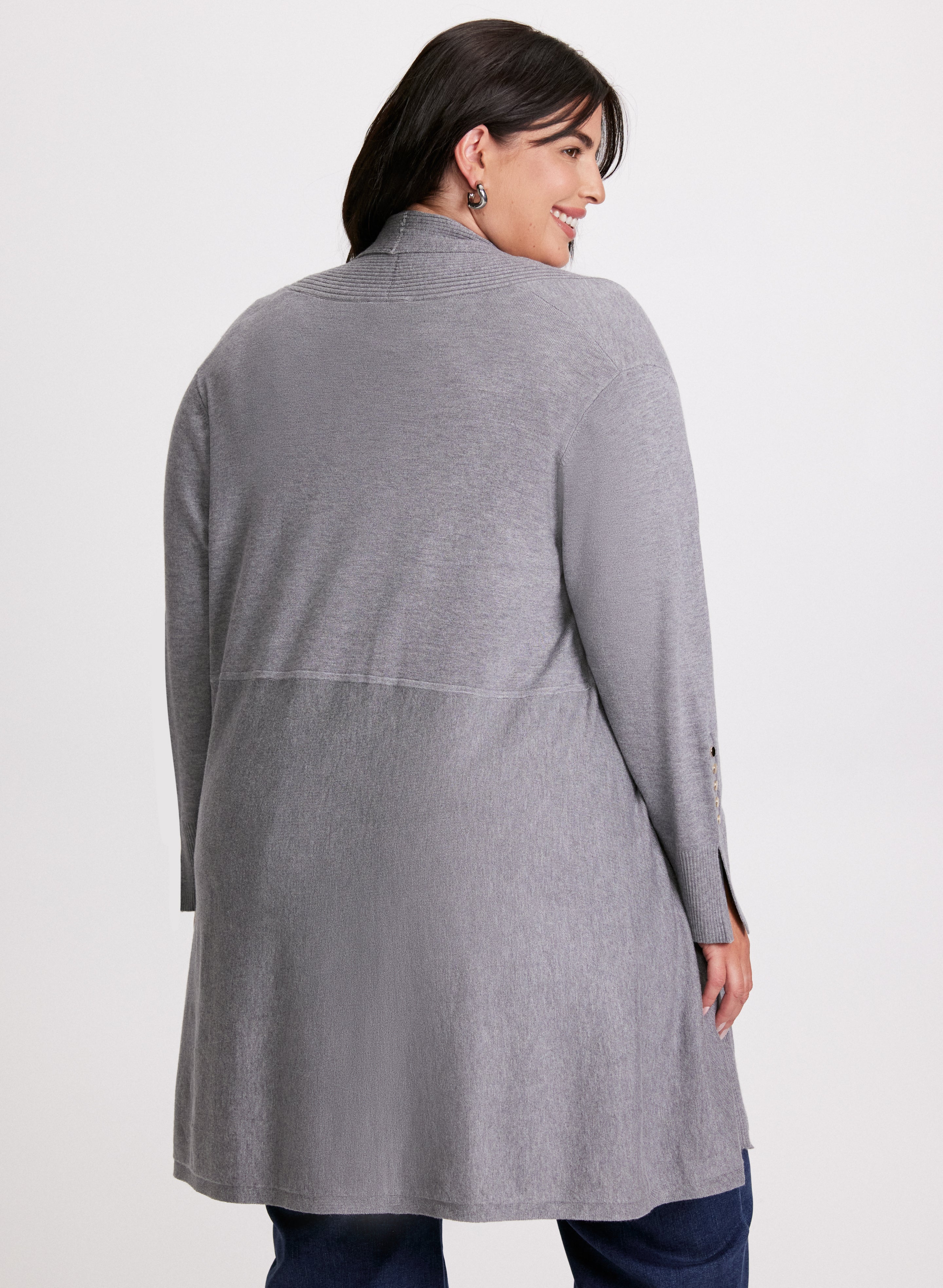 Button Detail Open-Front Cardigan - Image 4