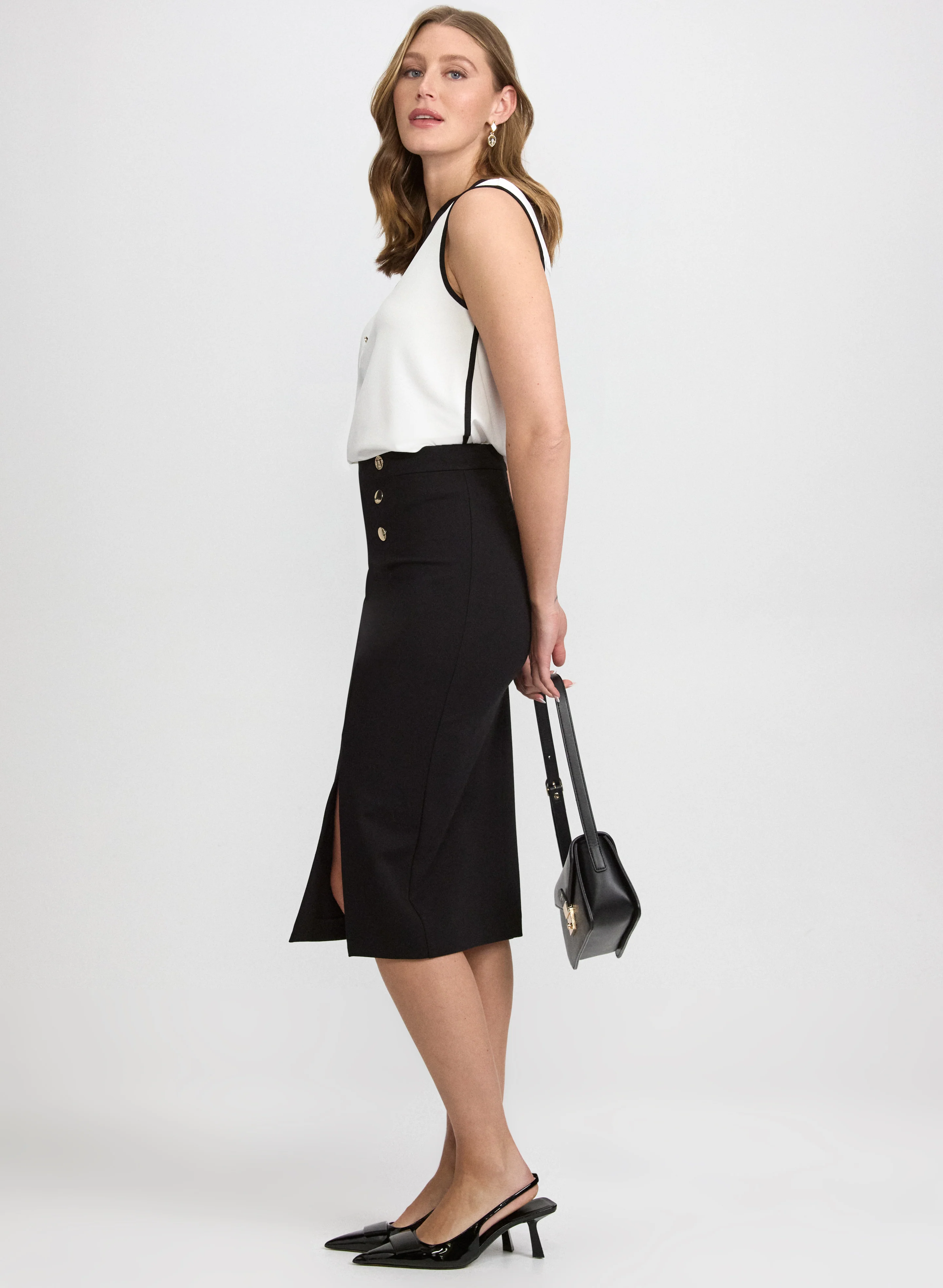 Button Detail Pencil Skirt - Image 3