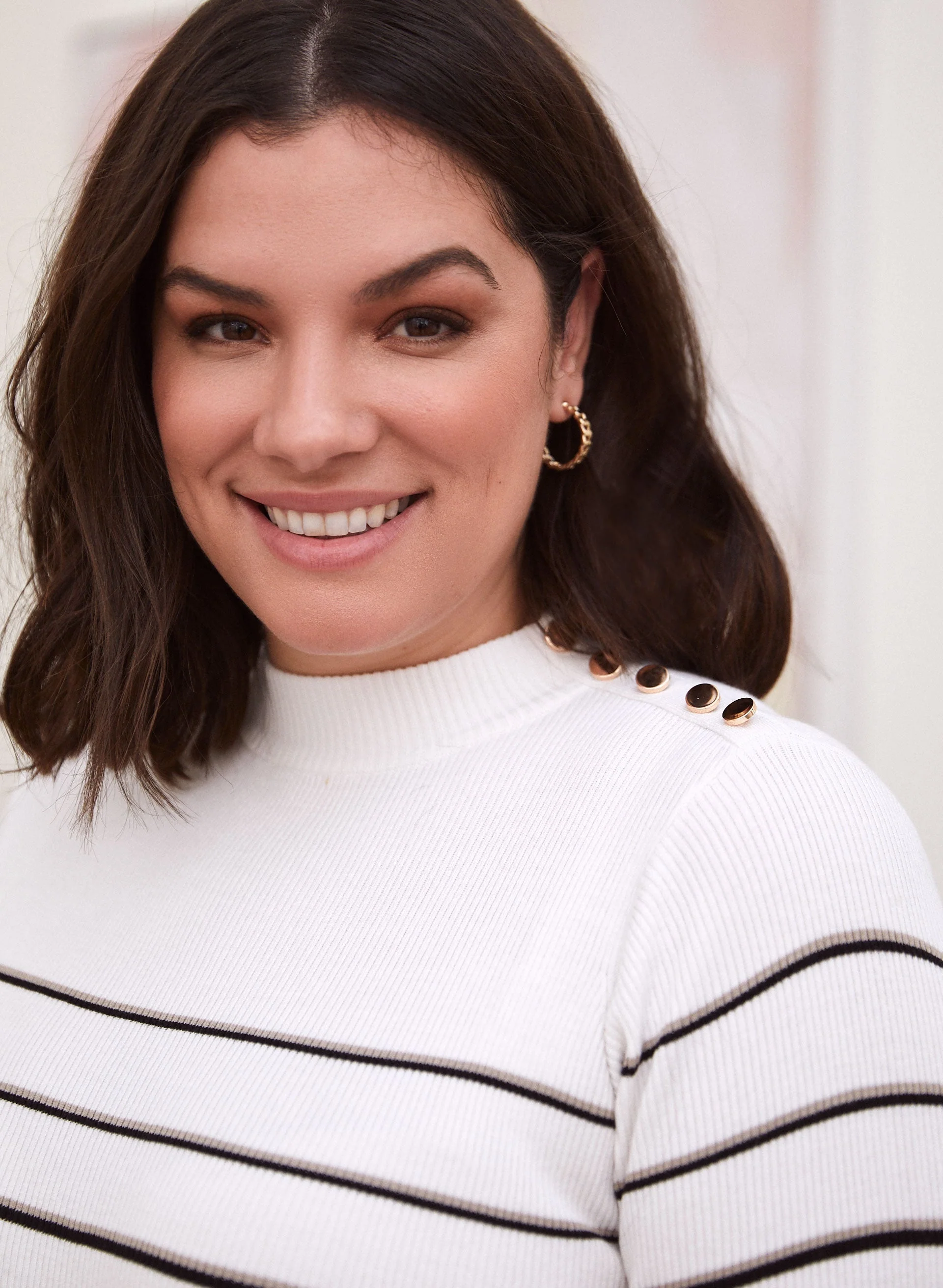 Button Detail Stripe Print Sweater - Image 3
