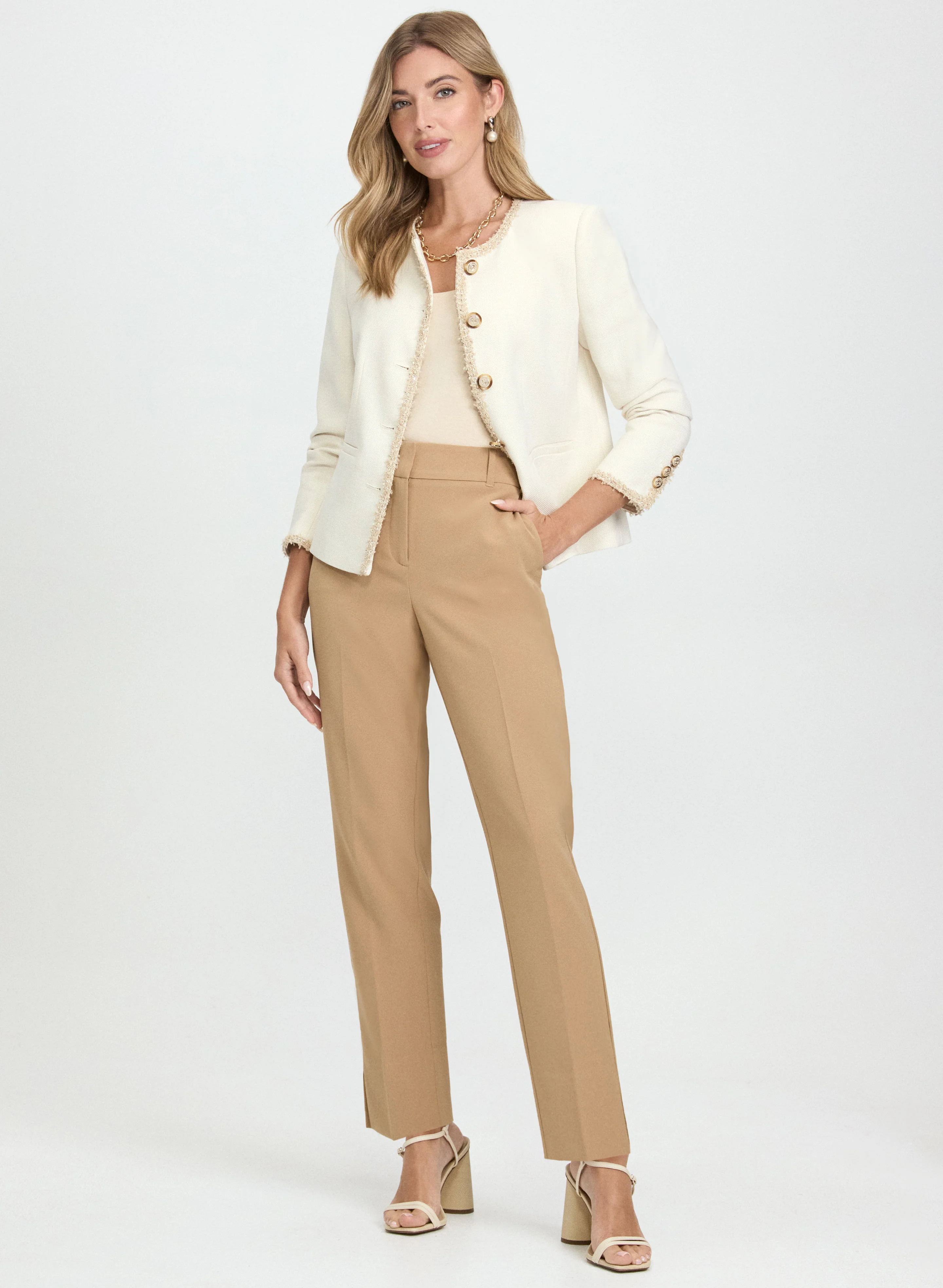 Button-Down Jacket & Emma Slim-Leg Pants