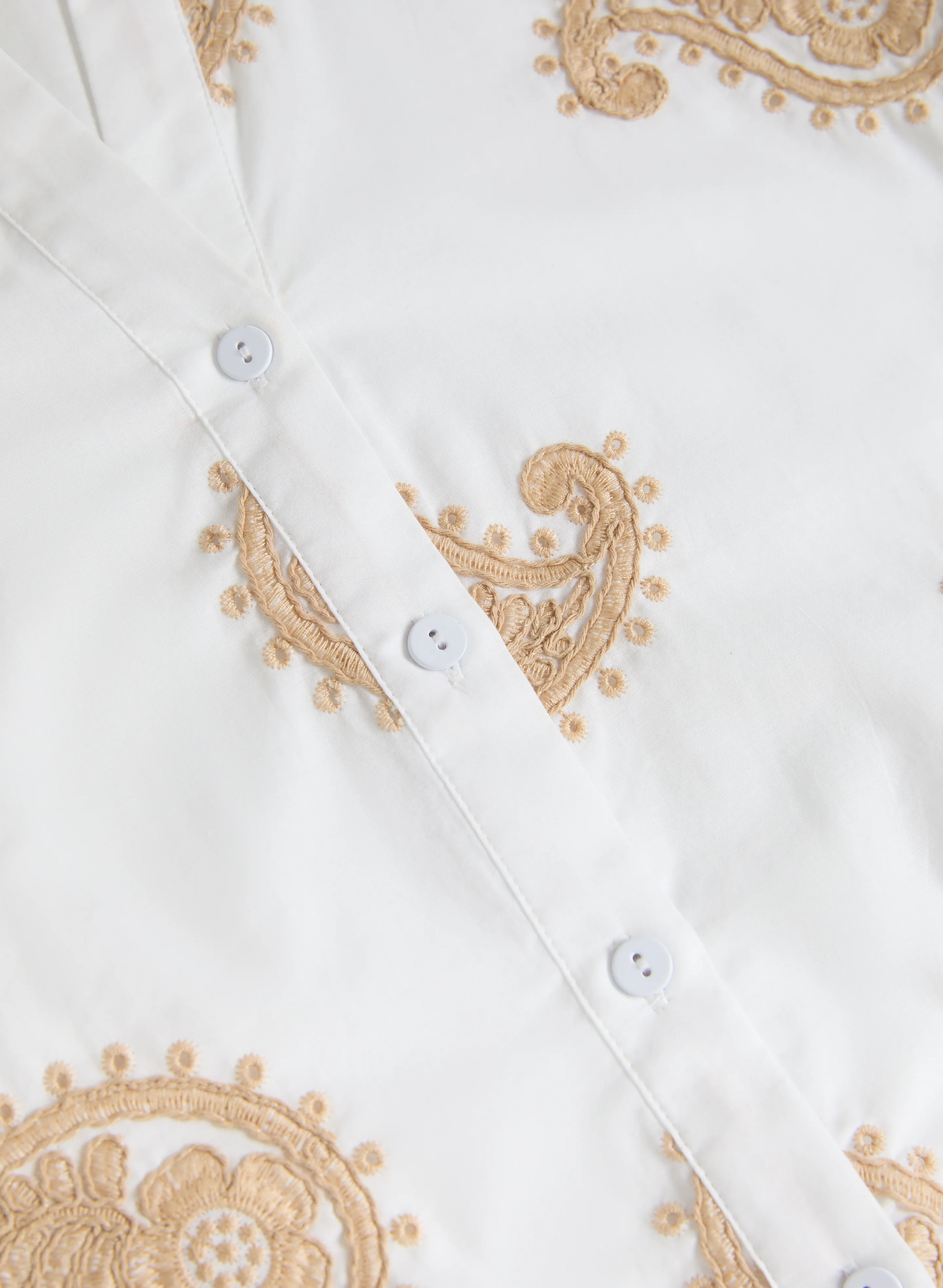 Button Down Paisley Embroidery Blouse - Image 7
