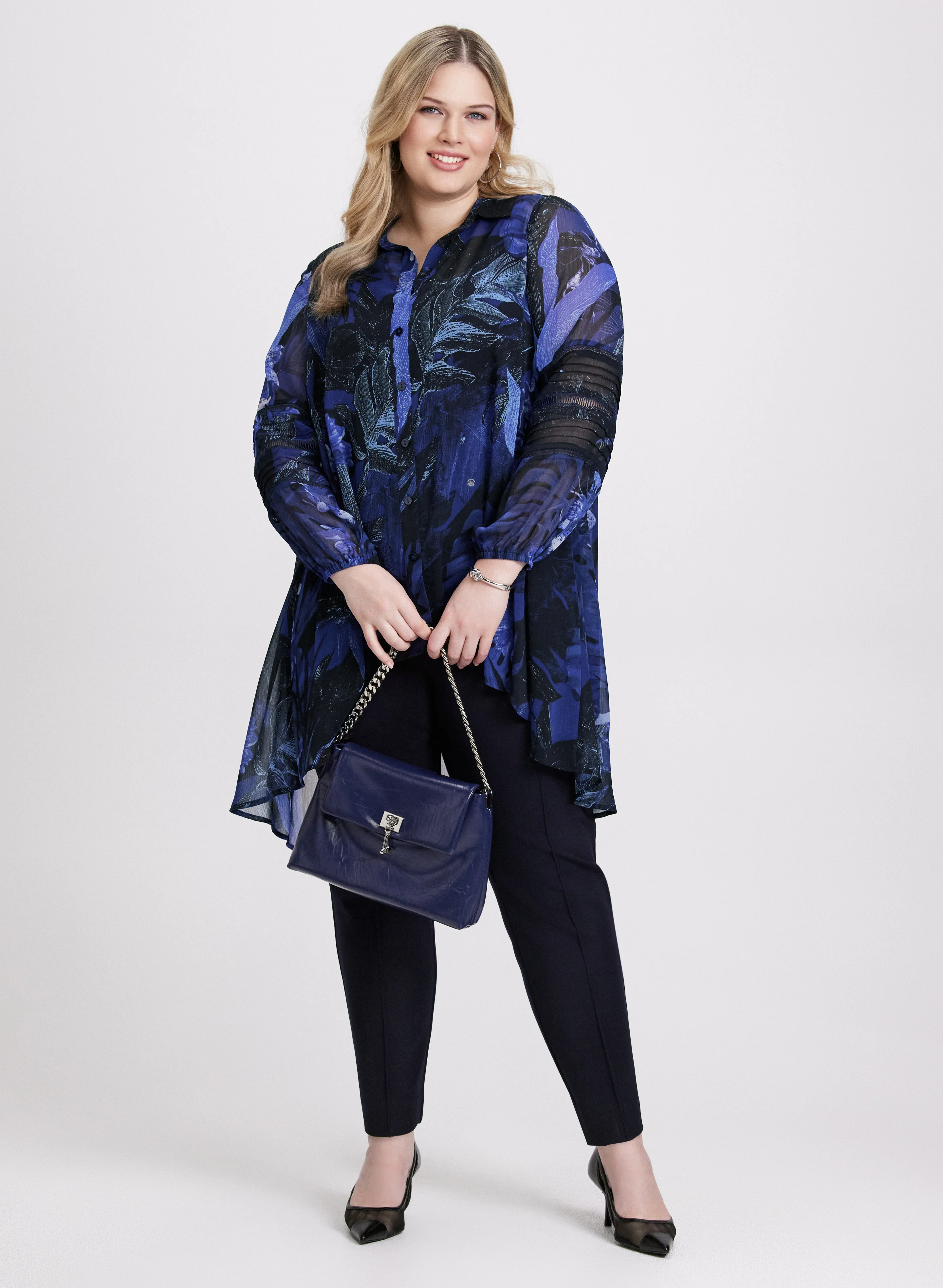 Button Down Semi-Sheer Blouse - Image 3