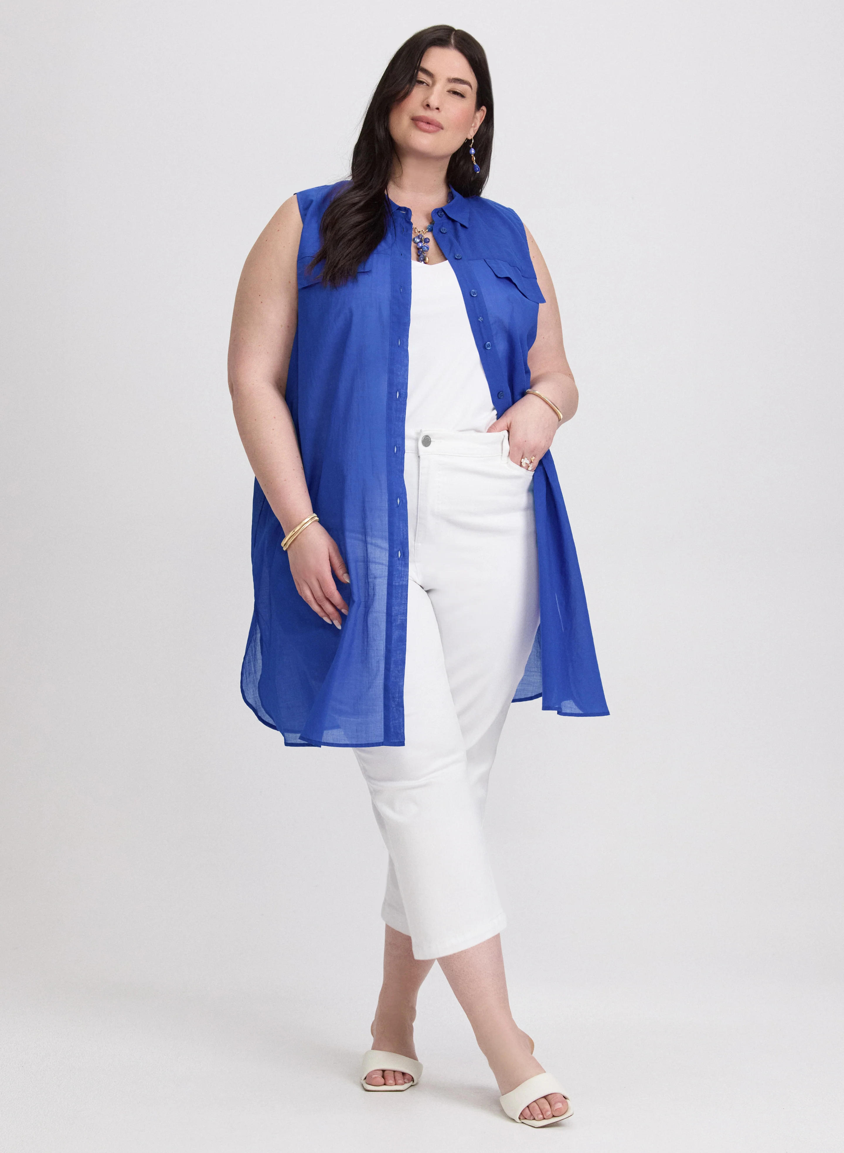 Button-Down Cotton Voile Blouse - Image 2