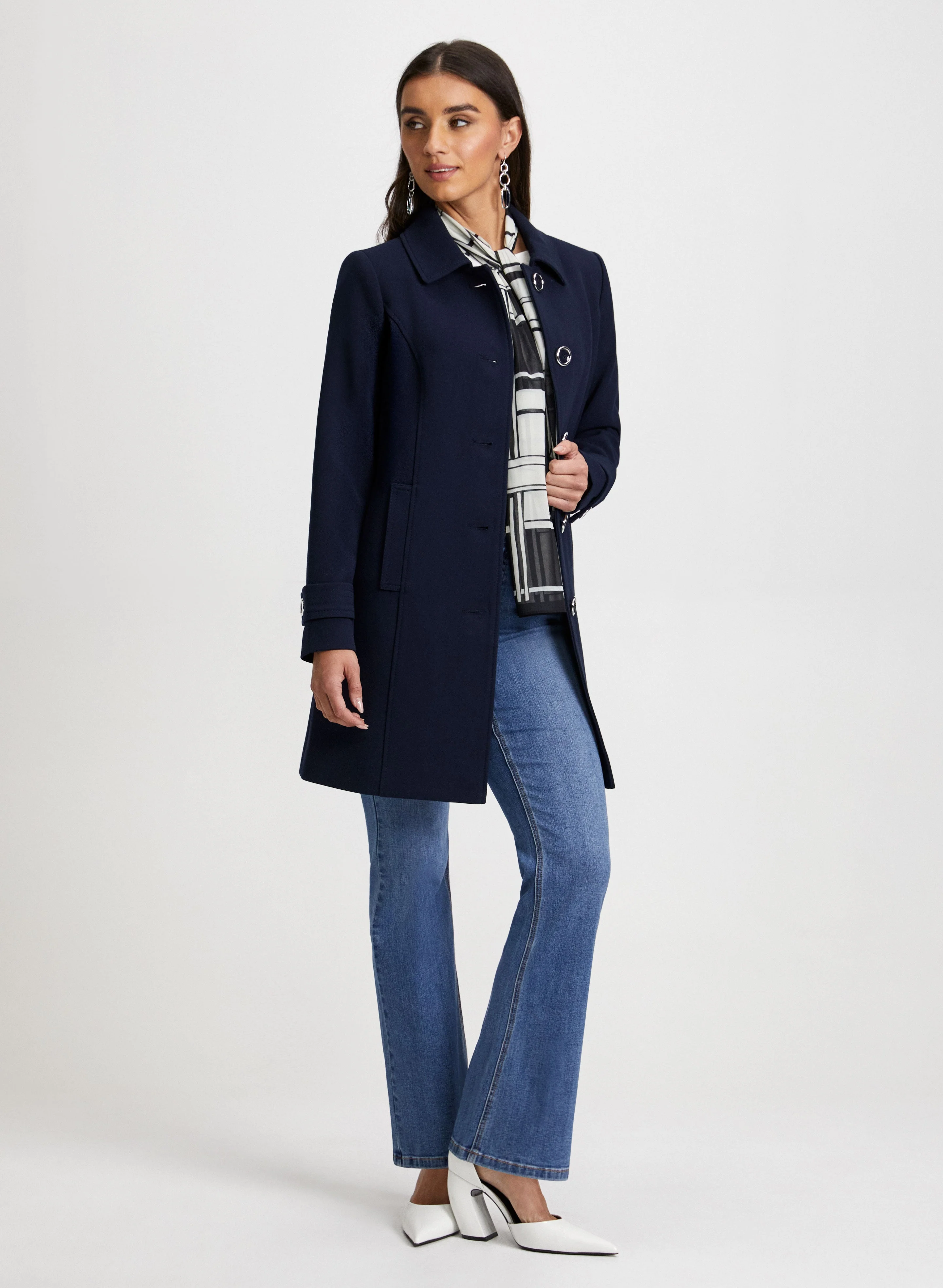 Button Front Tricotine Coat - Image 2