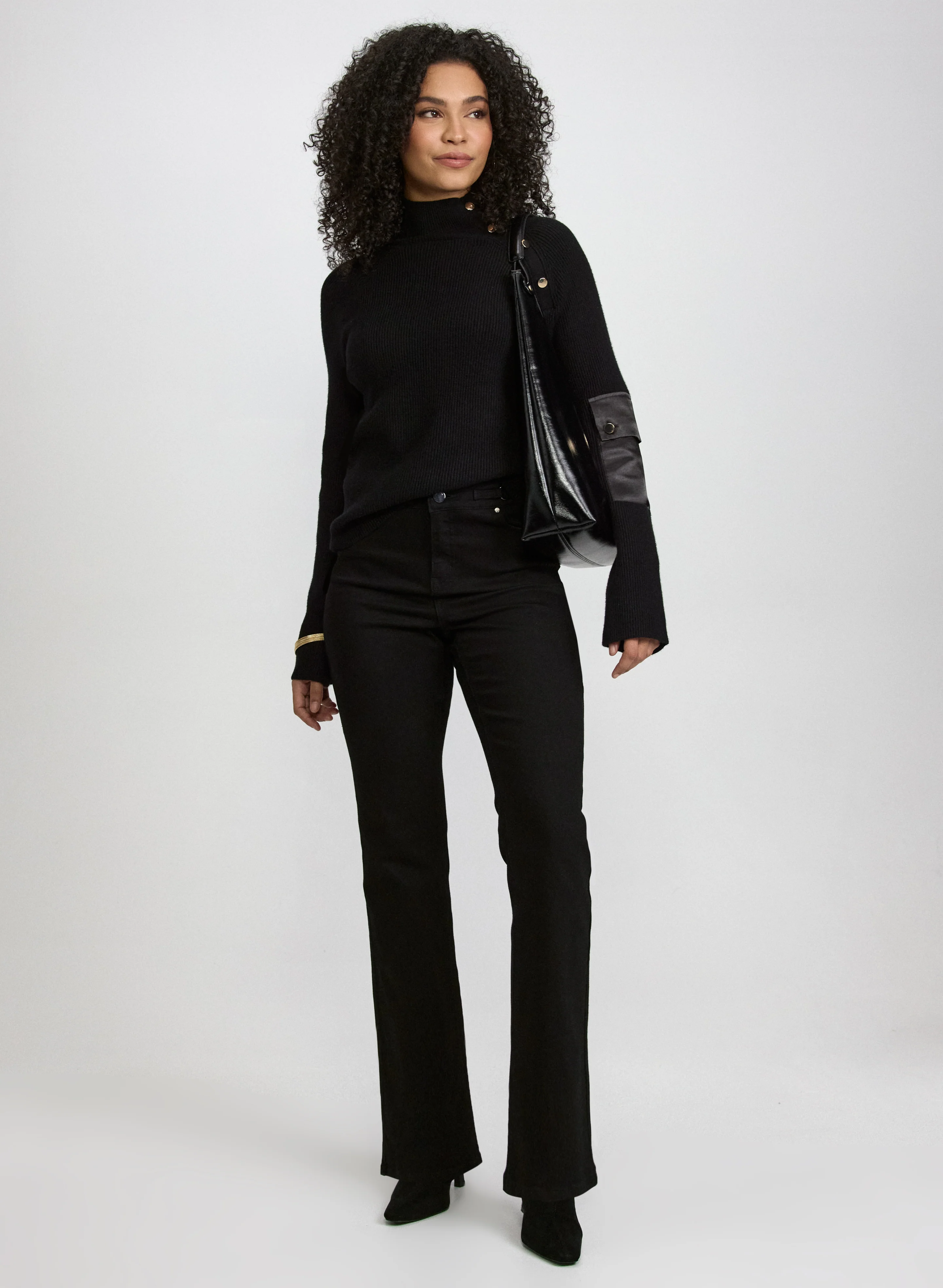 Buttoned Mock Neck Sweater - Image 3