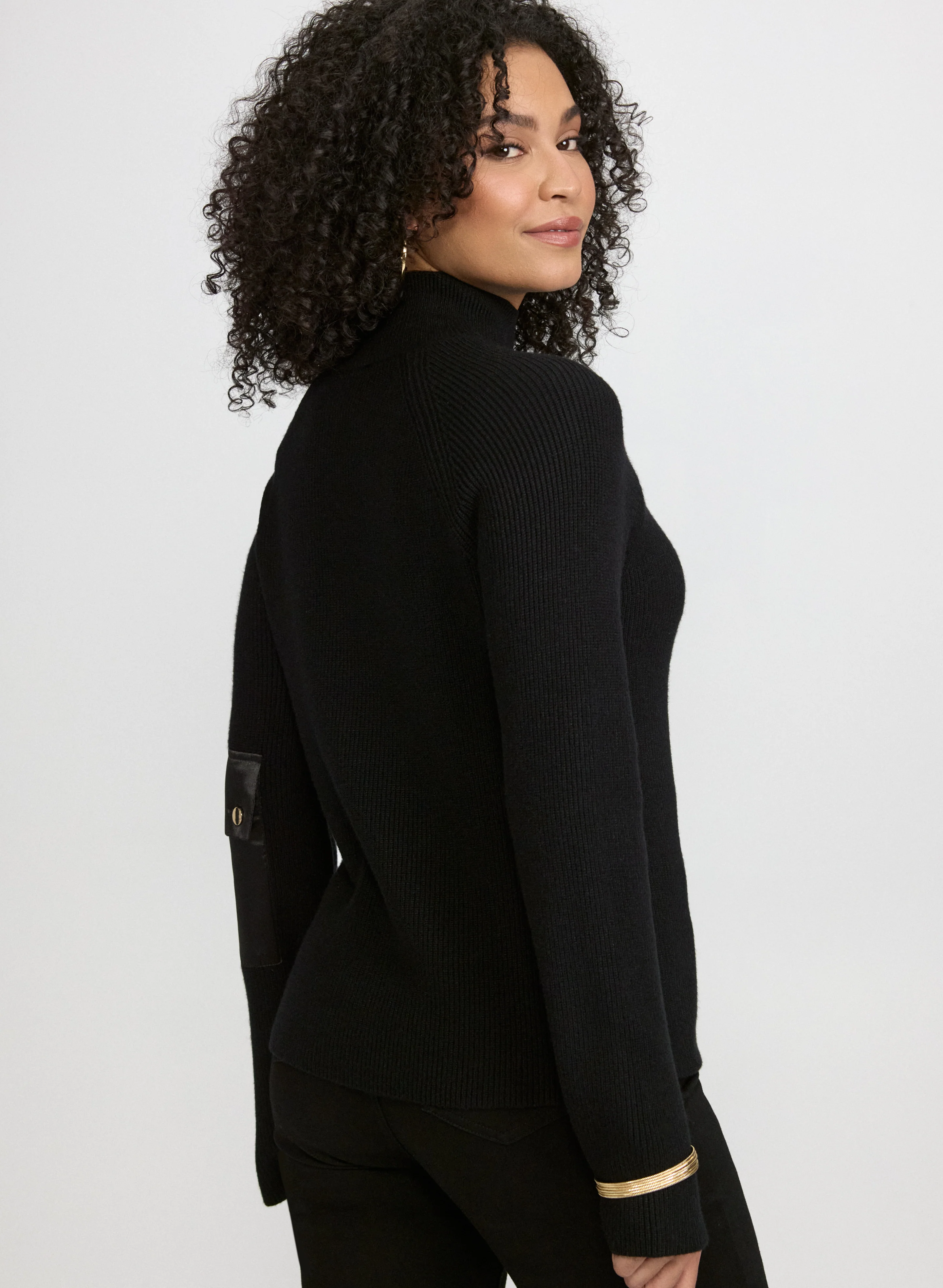 Buttoned Mock Neck Sweater - Image 4