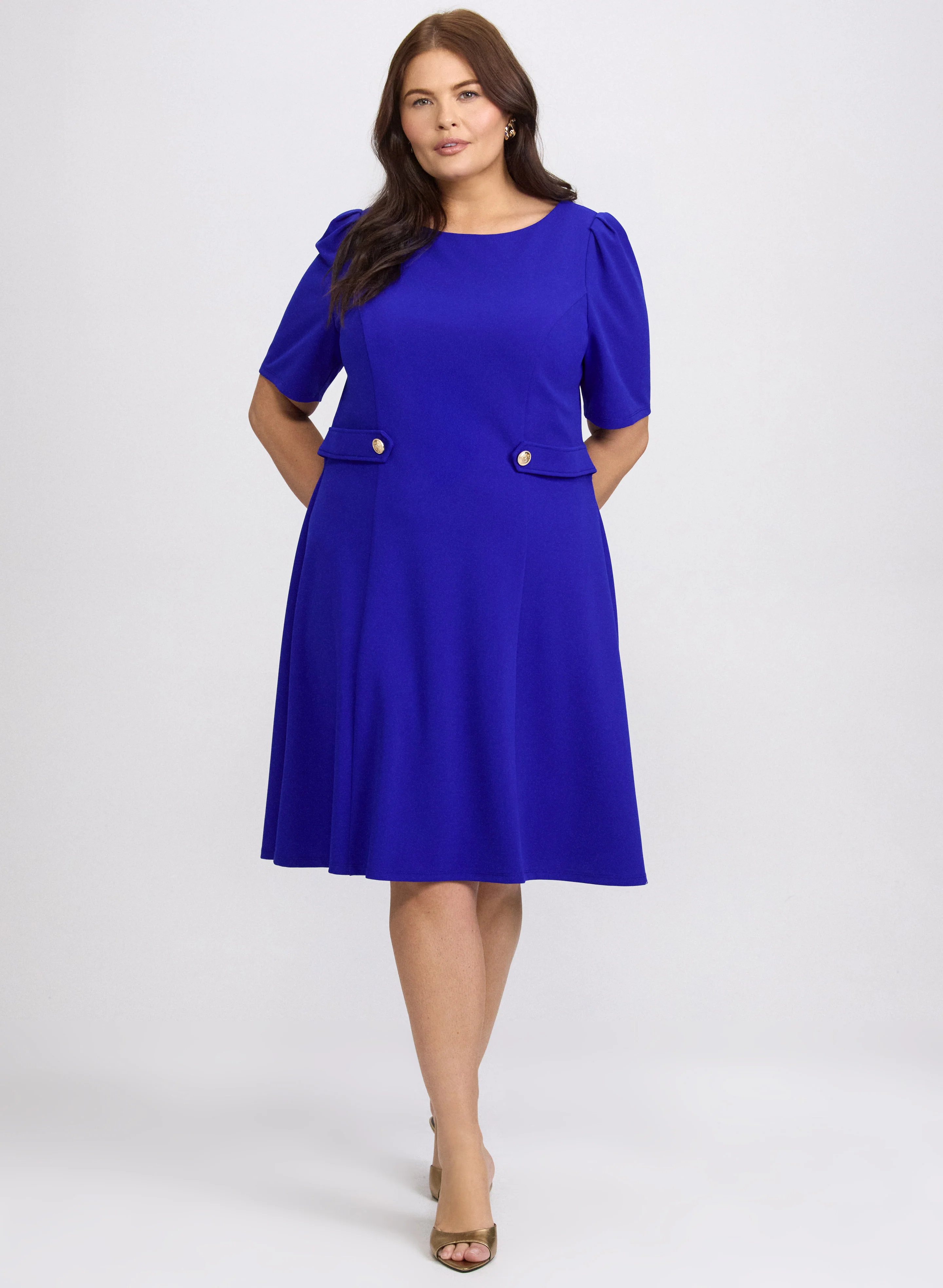 Buttoned-Tab Detail Dress