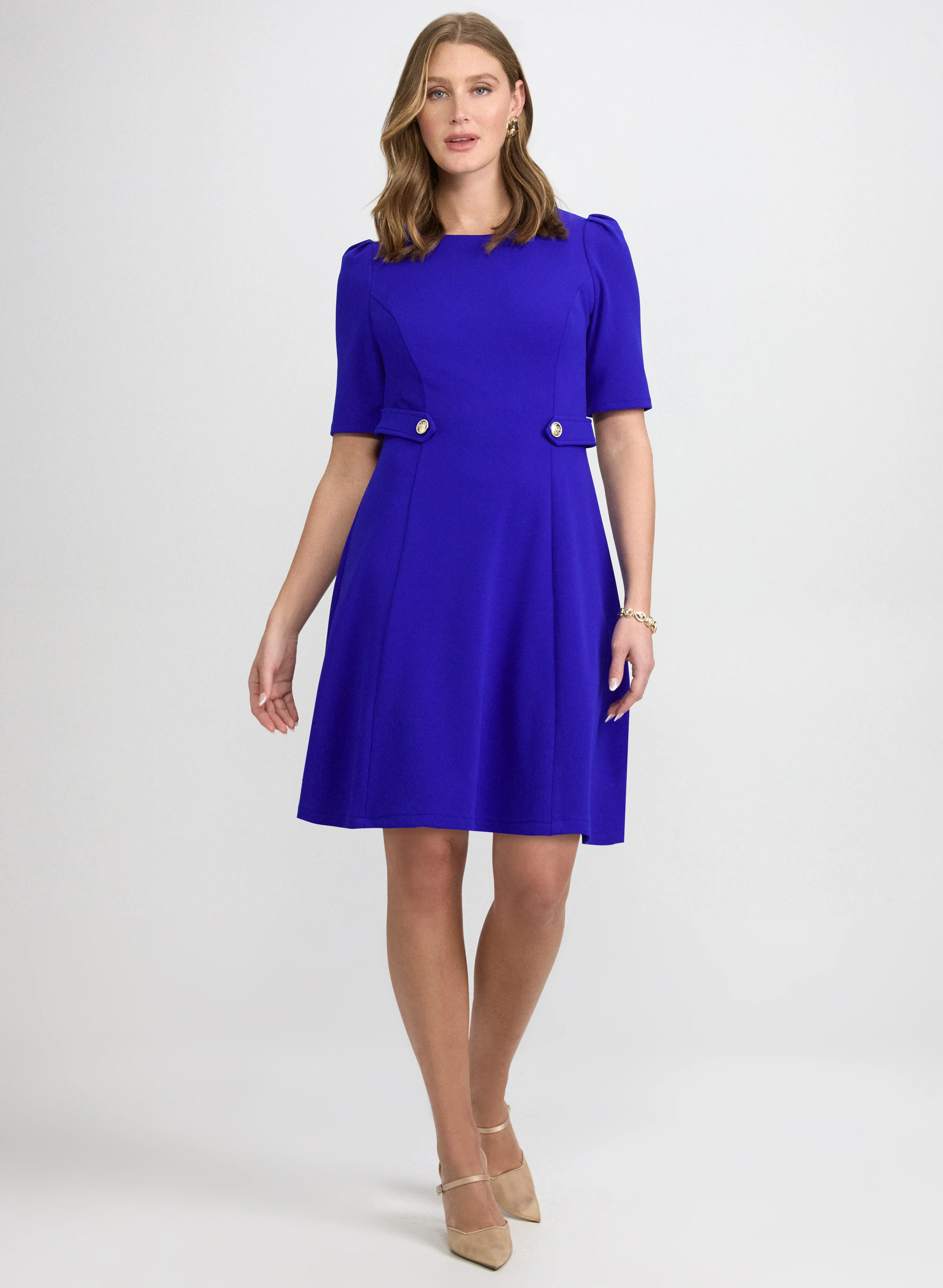 Buttoned-Tab Detail Dress