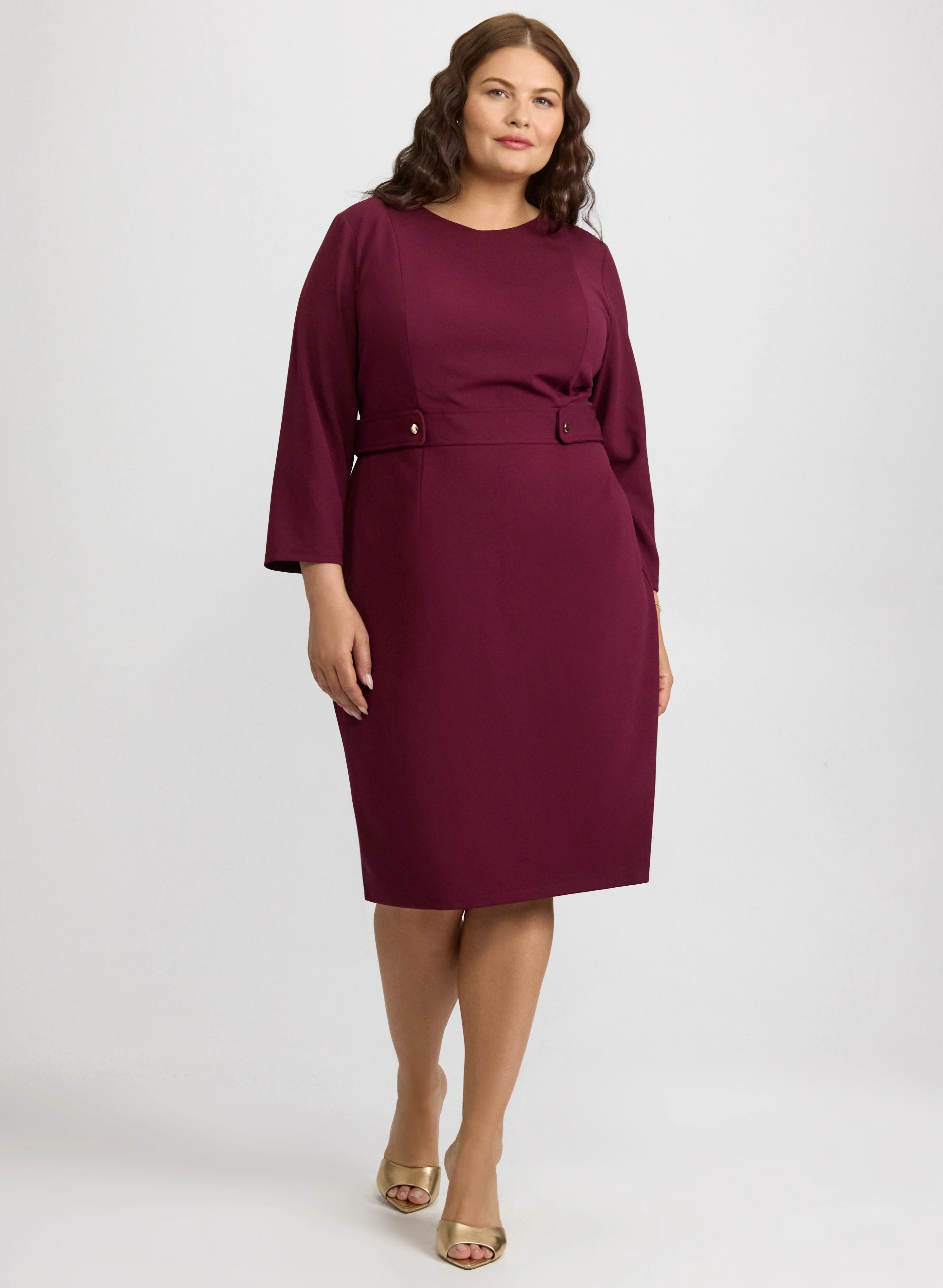 Buttoned-Tab Sheath Dress - Plus - Image 3