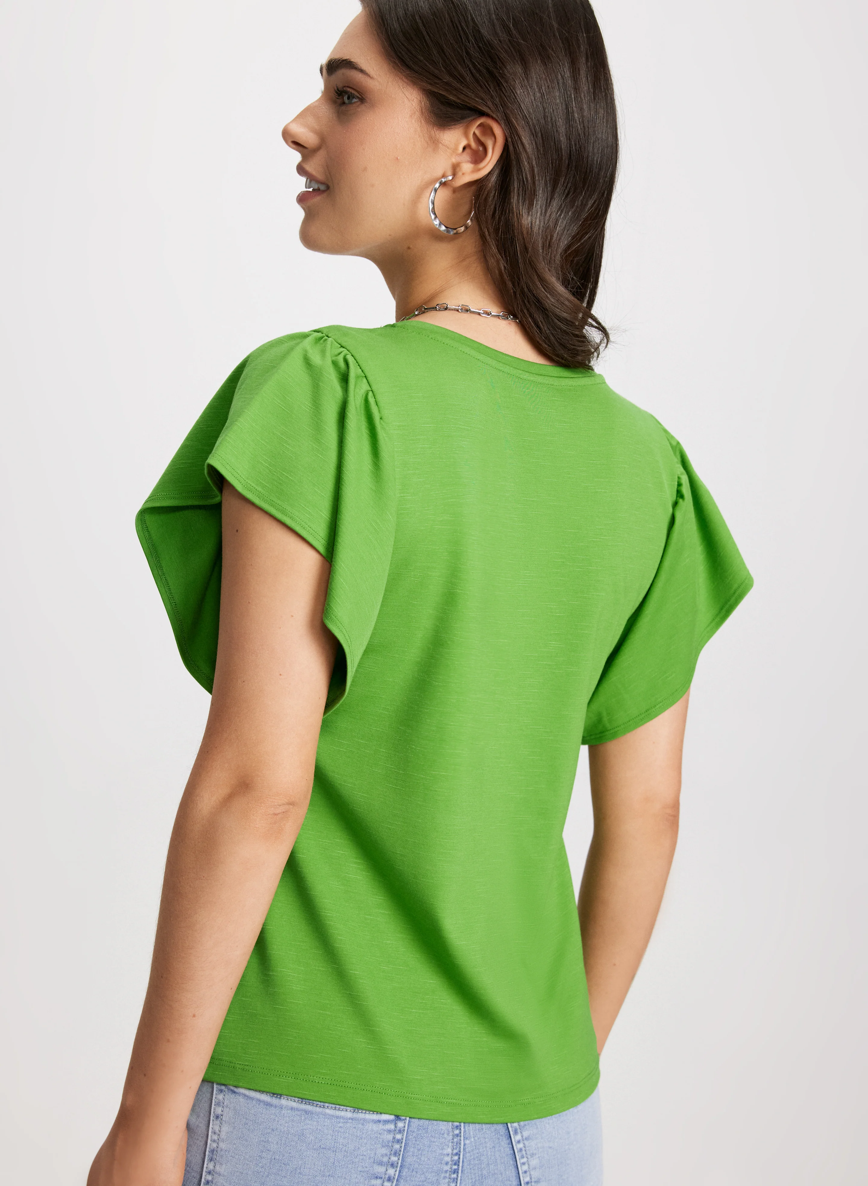 Cap Sleeve V-Neck Tee - Image 4