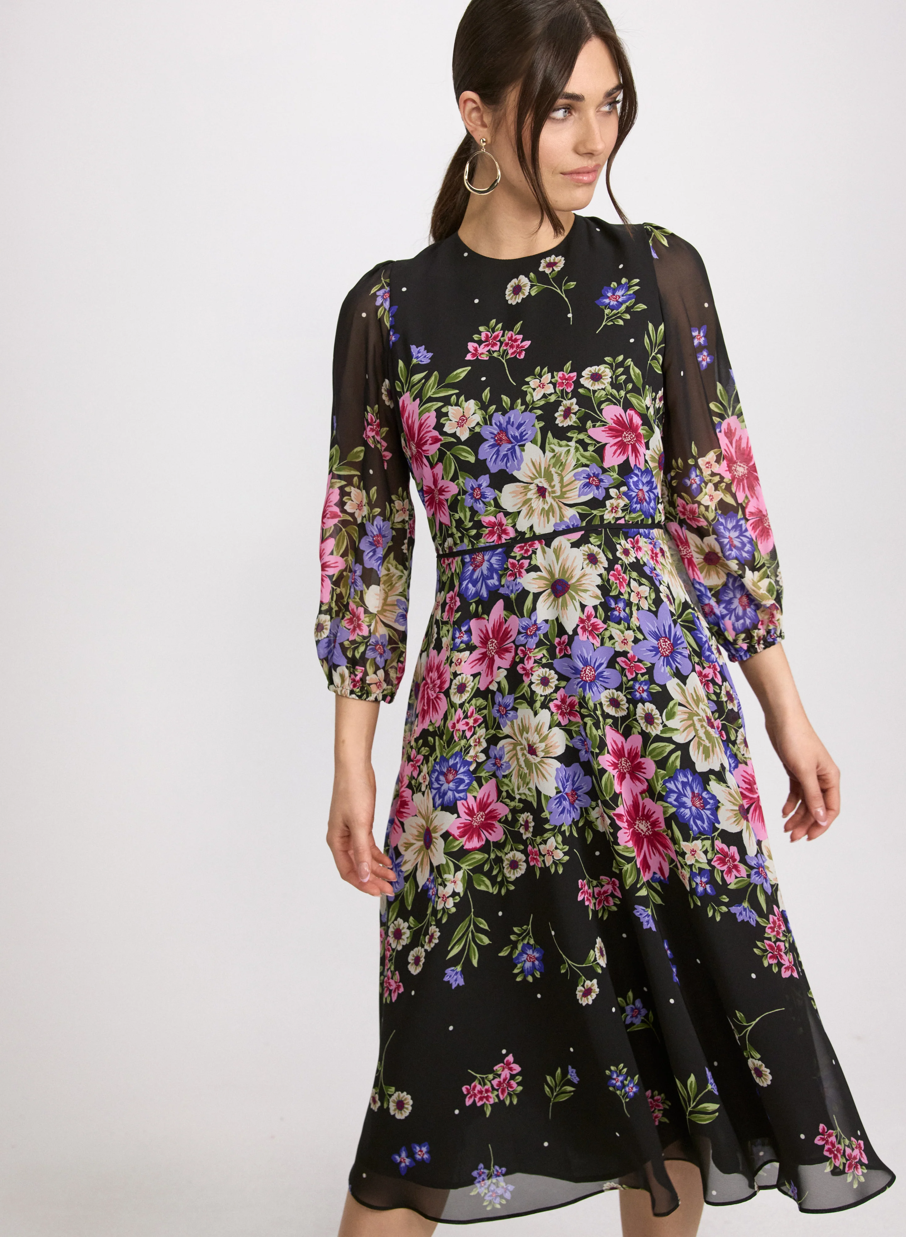Cascade Floral Print Dress - Image 5