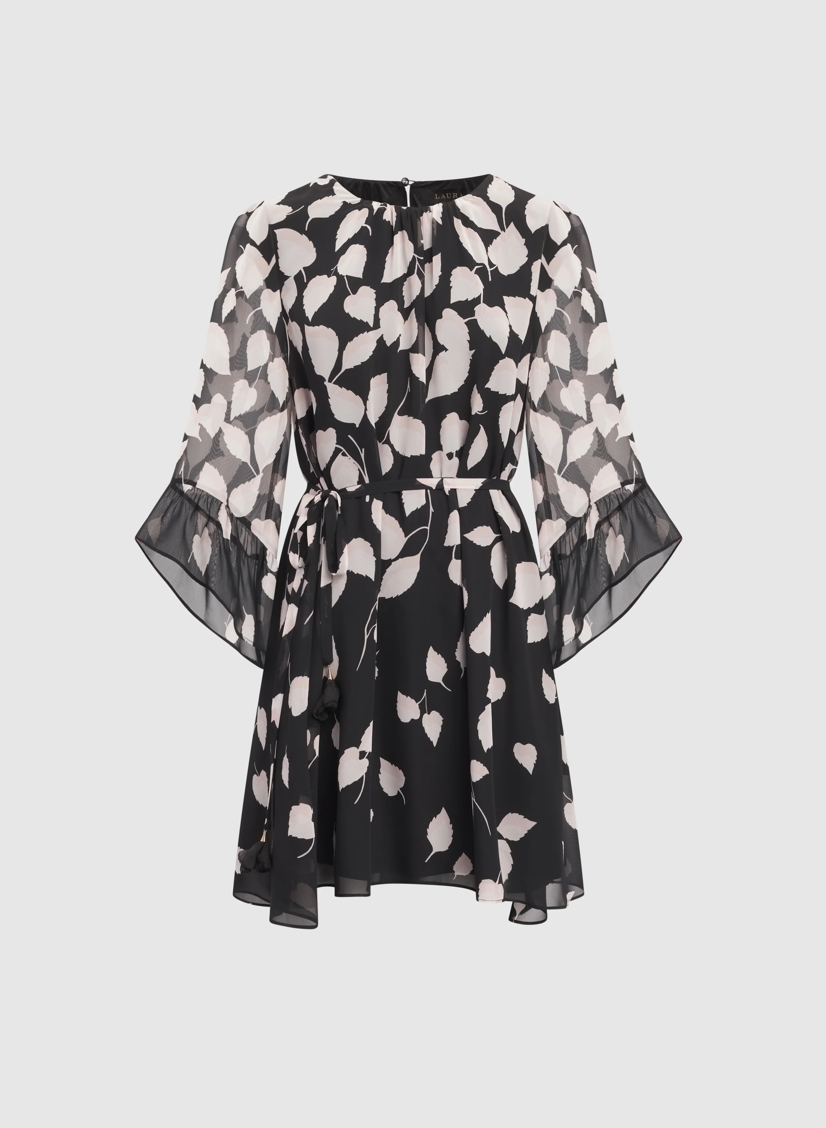 Cascading Leaf Print Dress - Image 6