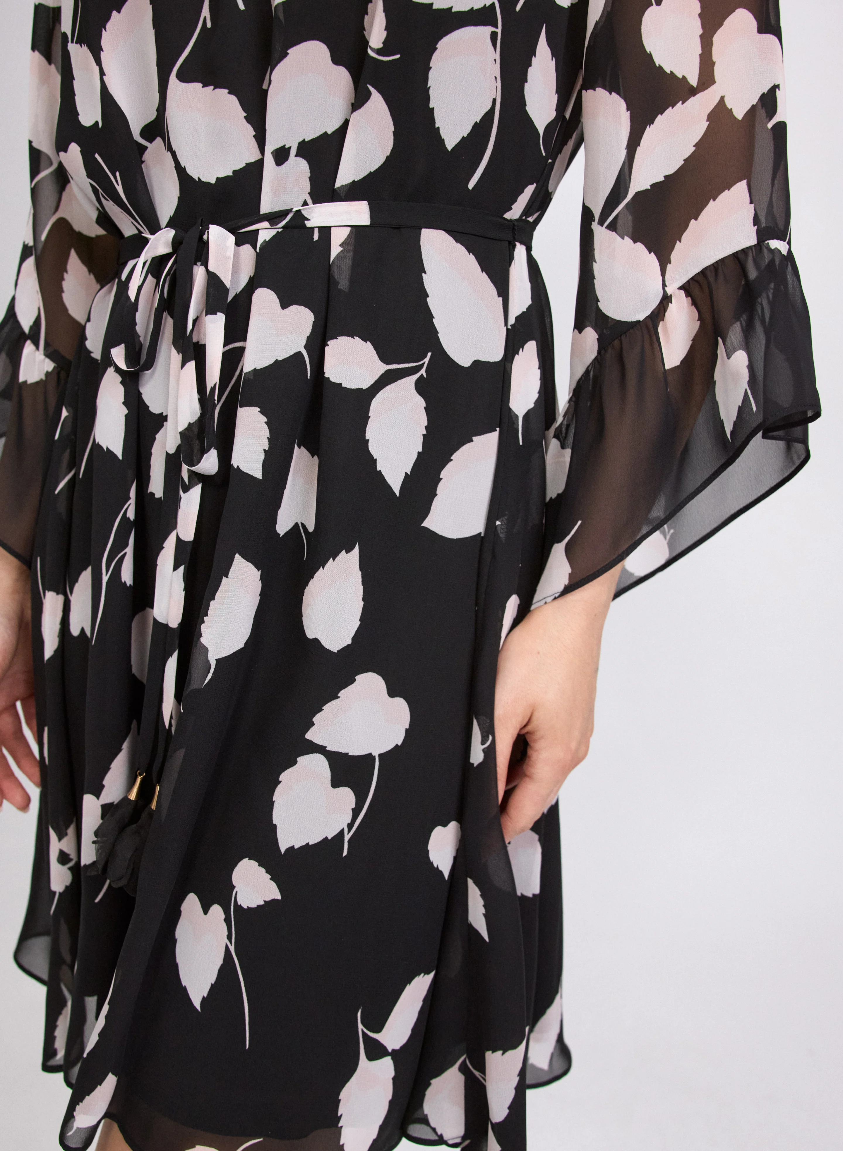 Cascading Leaf Print Dress - Image 8